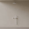 Thermostatic Curved Arm Rainfall Shower System with Dual Knob Control and Handheld