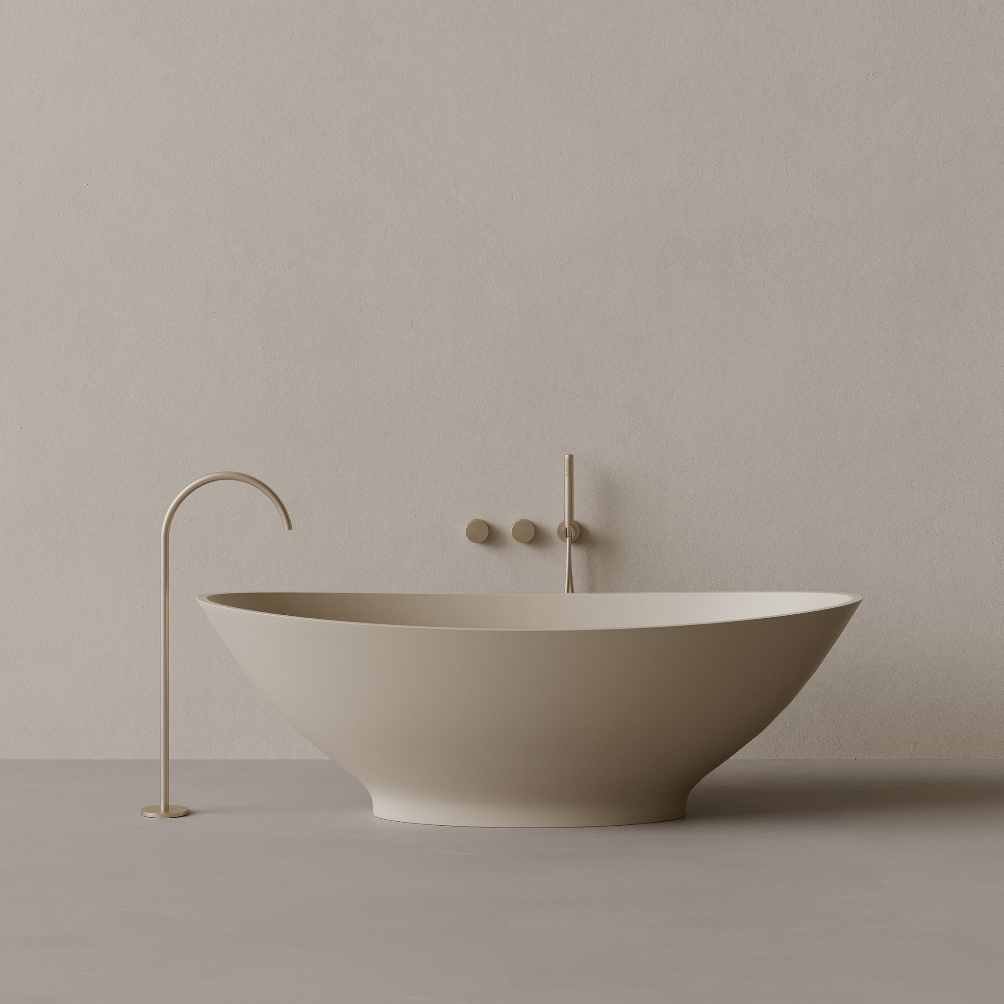 73" x 33" Oval Solid Surface Stone Resin Freestanding Bathtub