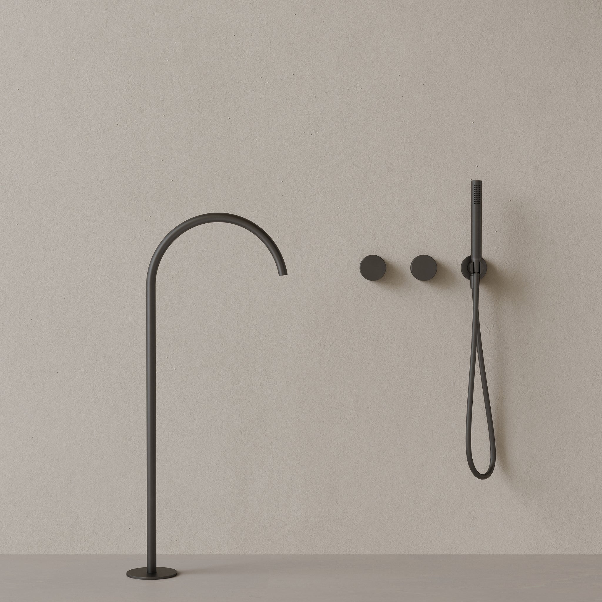 Modern High Arc Floor-mounted Bathtub Filler