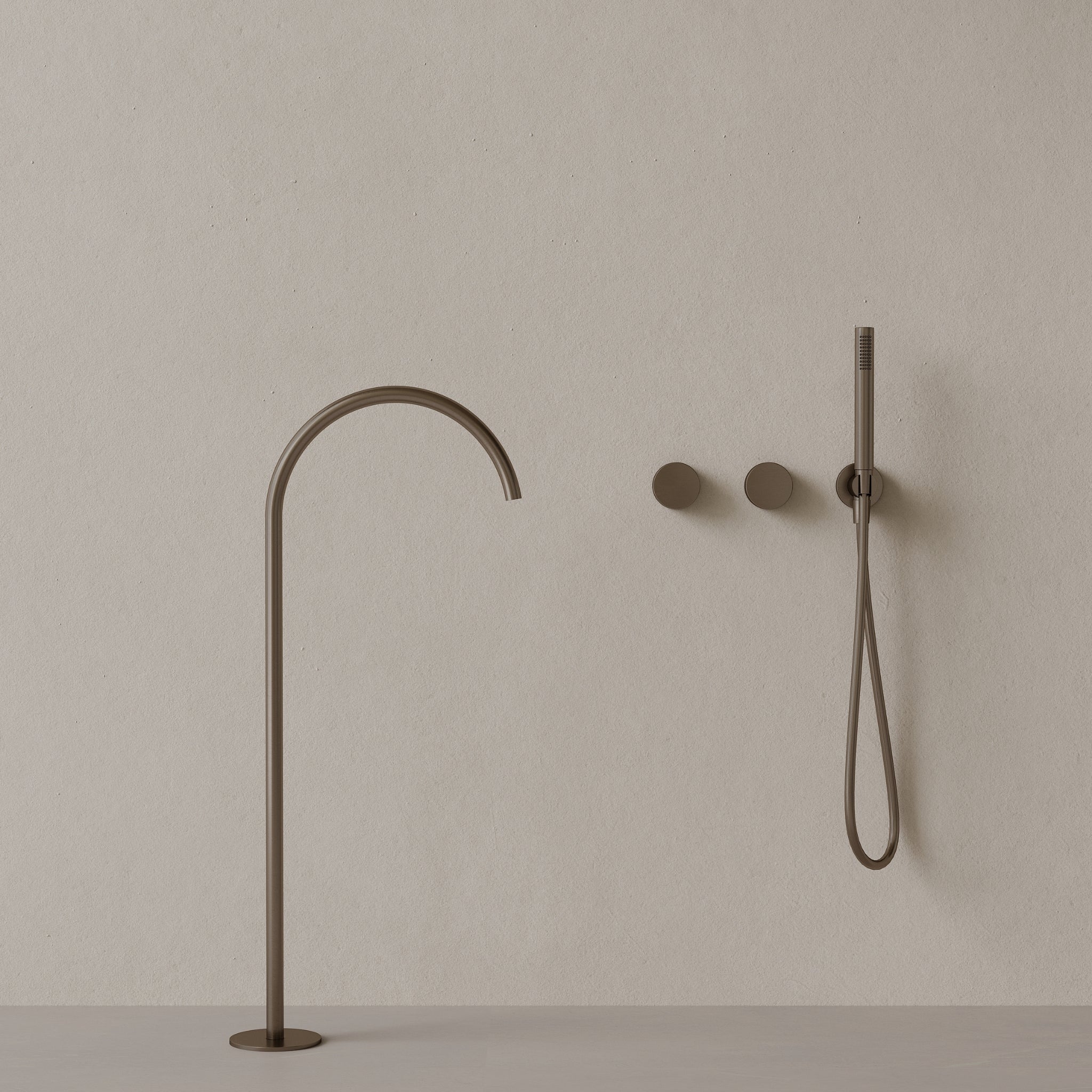 Modern High Arc Floor-mounted Bathtub Filler