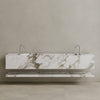 Oversized Double Sink Floating Handcrafted Marble Vanity