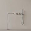 Modern Square Floor-mounted Bathtub Filler with Dual Knob Control and Handheld