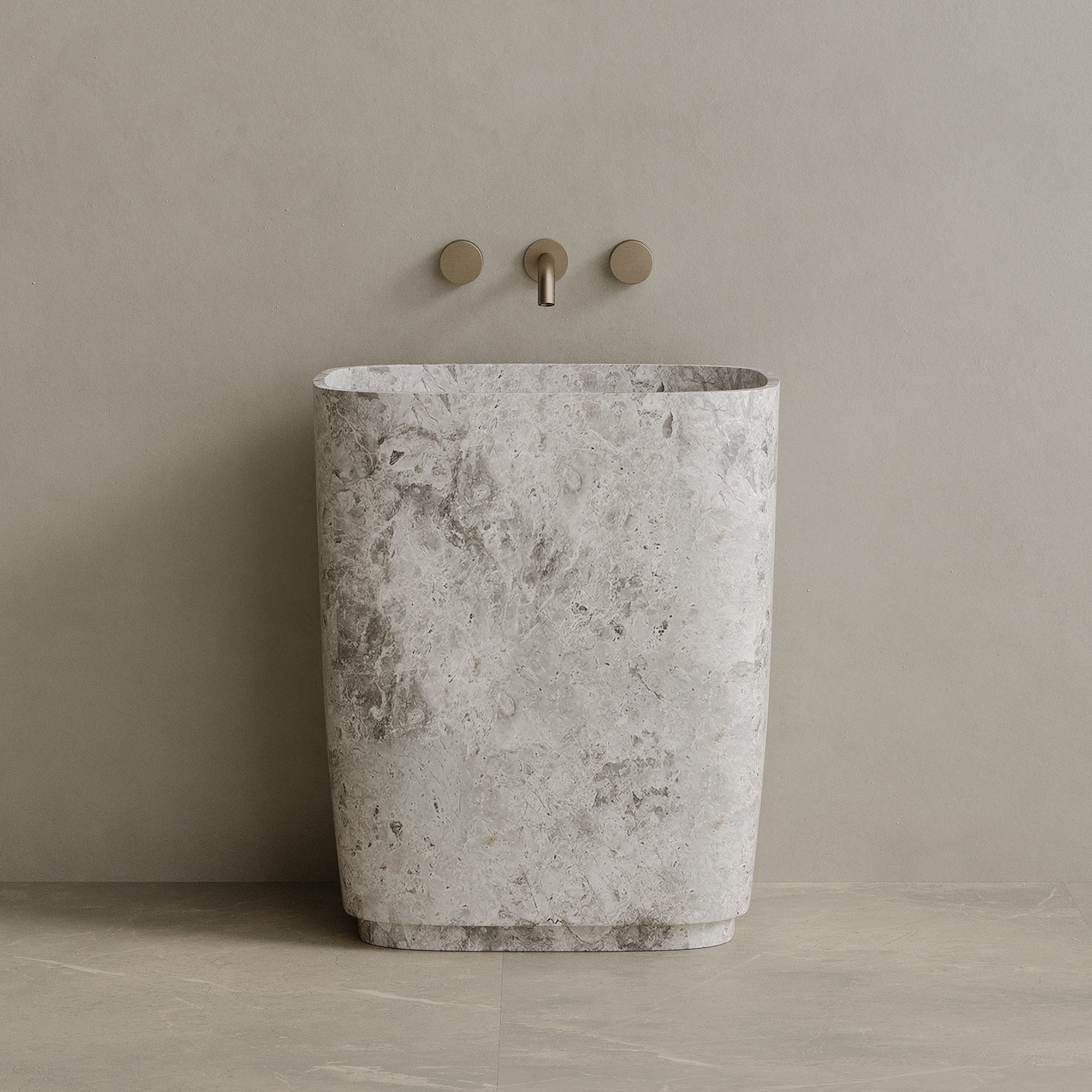 Ovola Handcrafted Stone Pedestal Sink