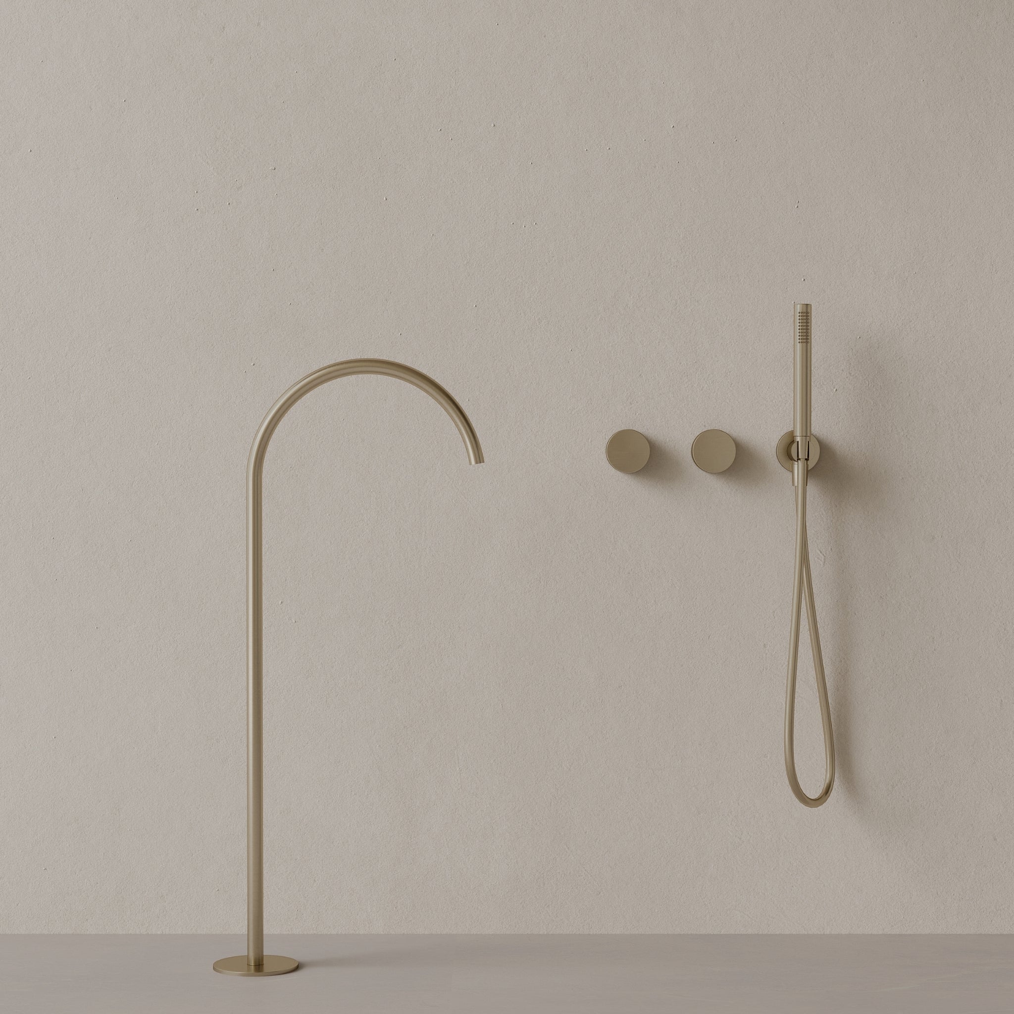 Modern High Arc Floor-mounted Bathtub Filler