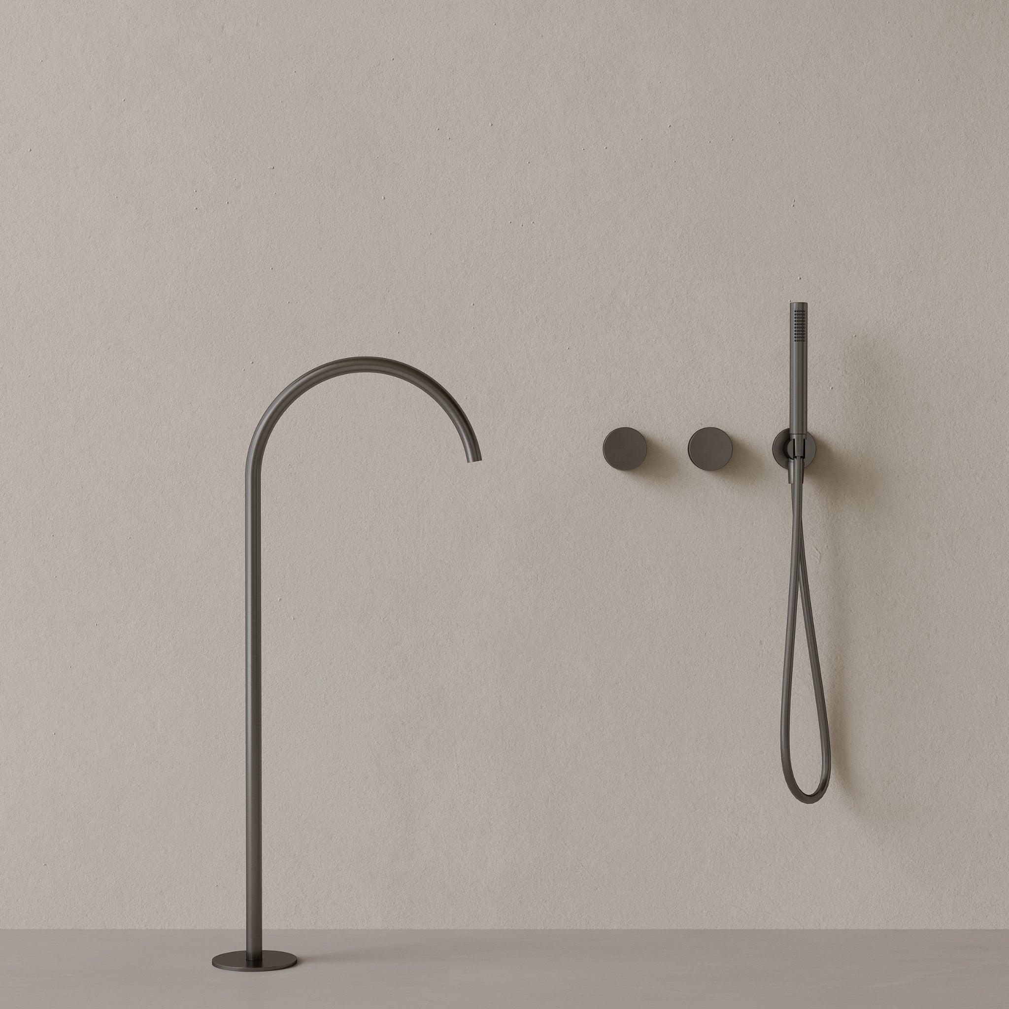 Modern High Arc Floor-mounted Bathtub Filler