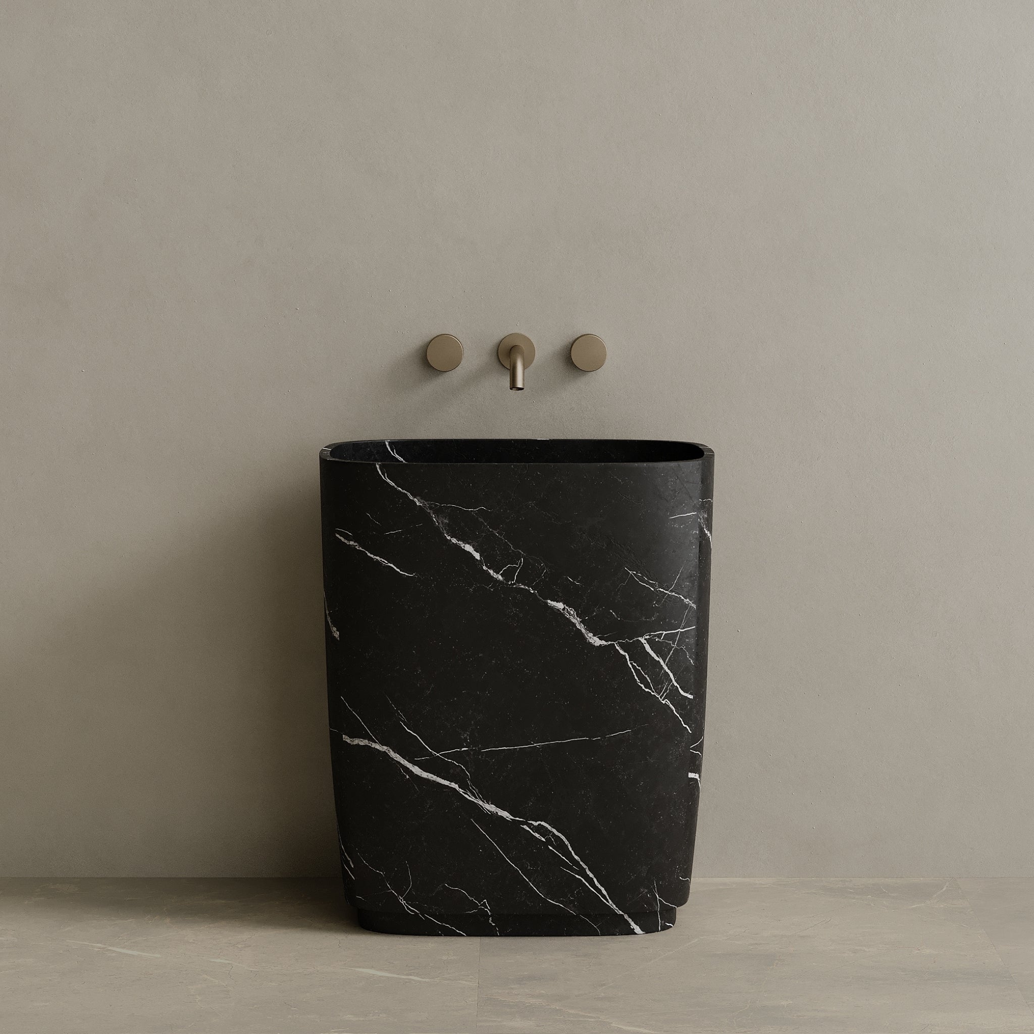 Ovola Handcrafted Stone Pedestal Sink
