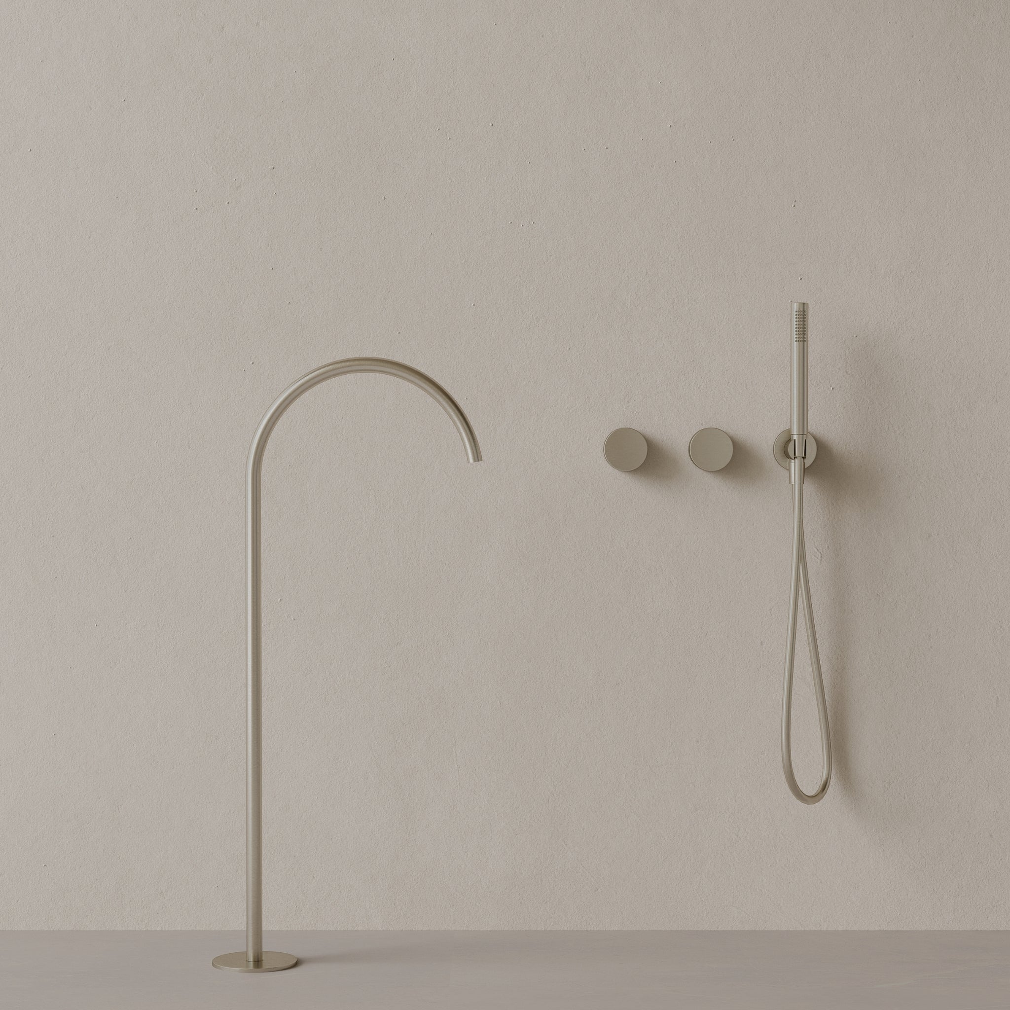 Modern High Arc Floor-mounted Bathtub Filler