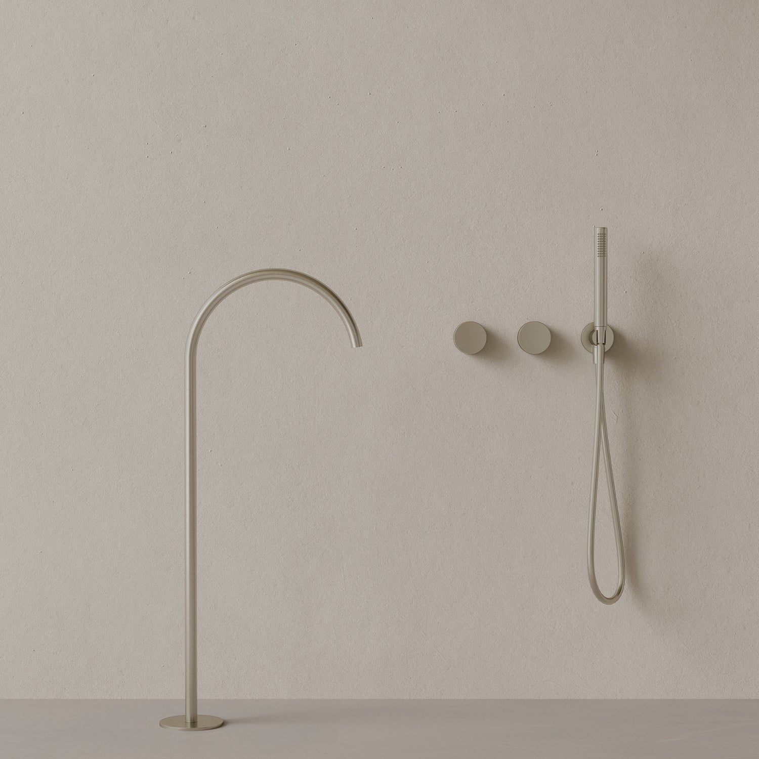 Modern High Arc Floor-mounted Bathtub Filler