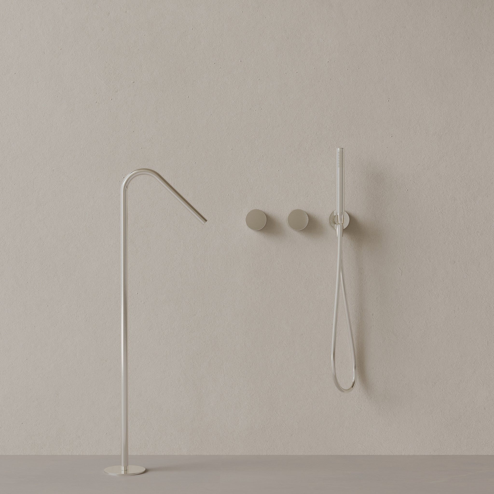 Modern Angled Floor Mounted Bathtub Filler