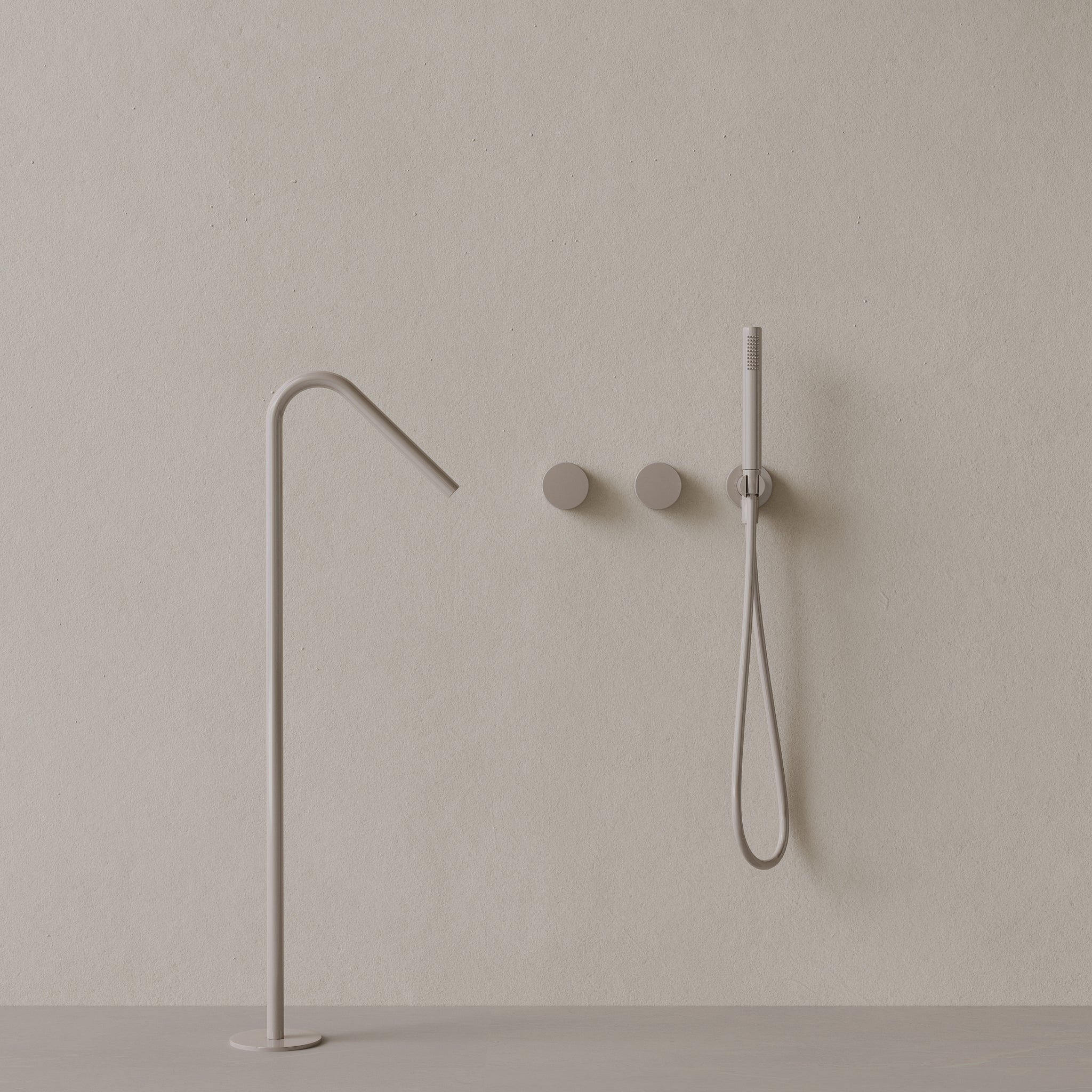 Modern Angled Floor Mounted Bathtub Filler with Dual Knob Control and Handheld