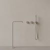 Modern Square Floor-mounted Bathtub Filler with Dual Knob Control and Handheld