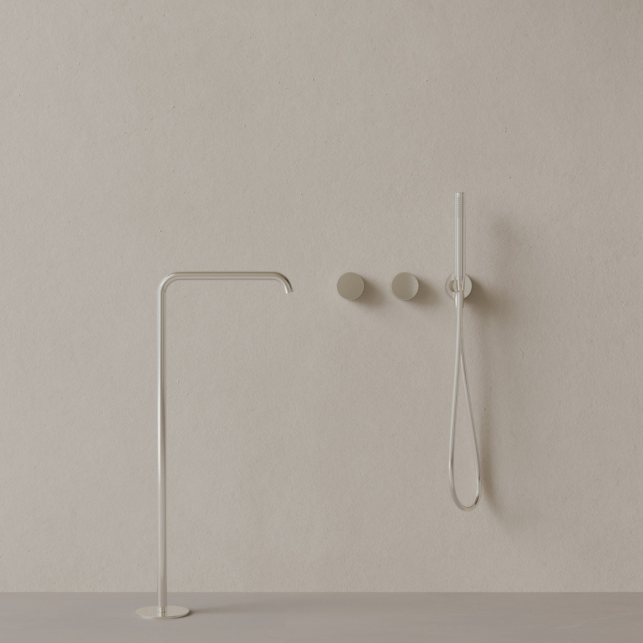 Modern Square Floor-mounted Bathtub Filler