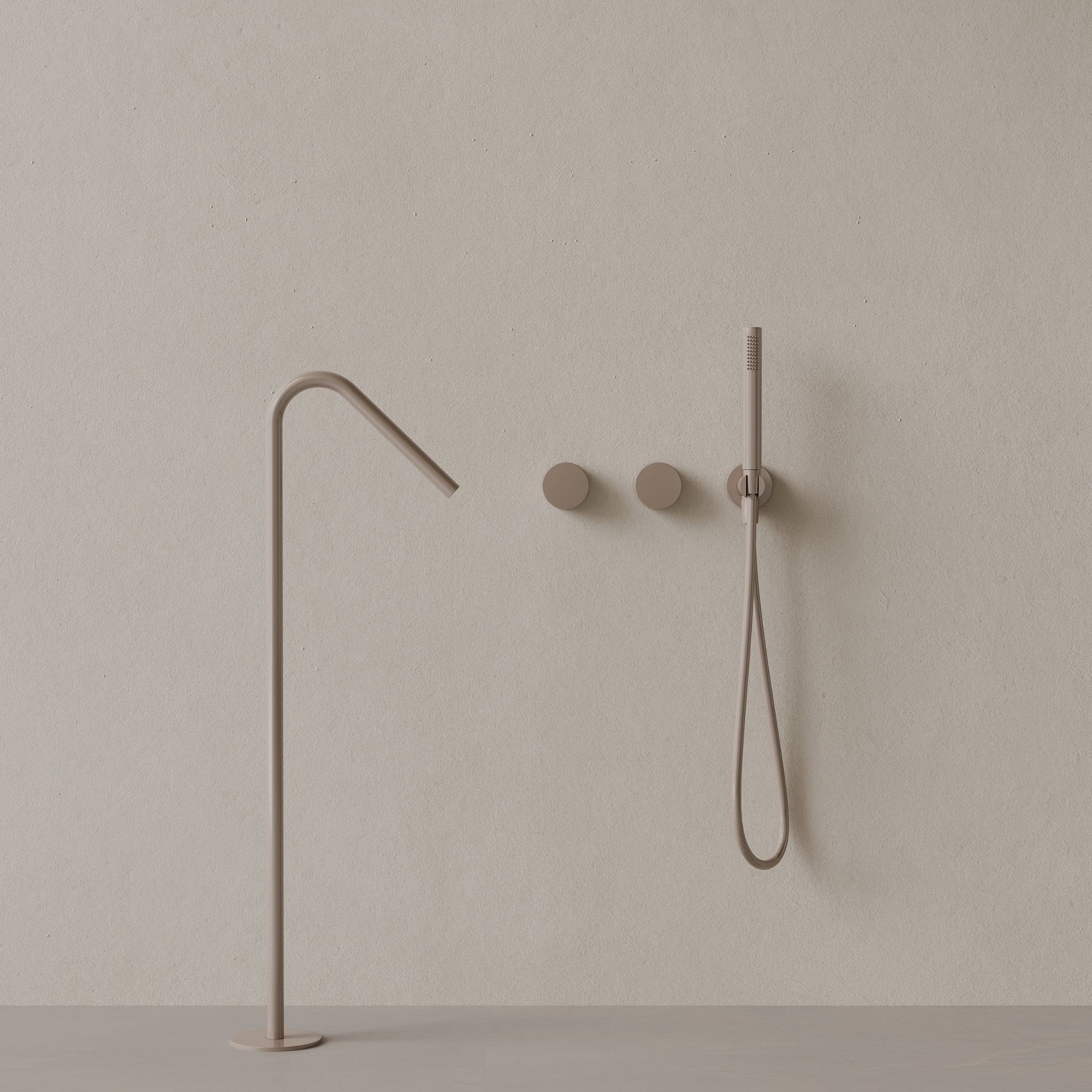 Modern Angled Floor Mounted Bathtub Filler with Dual Knob Control and Handheld