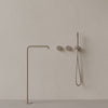 Modern Square Floor-mounted Bathtub Filler with Dual Knob Control and Handheld