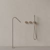 Modern Angled Floor Mounted Bathtub Filler with Dual Knob Control and Handheld