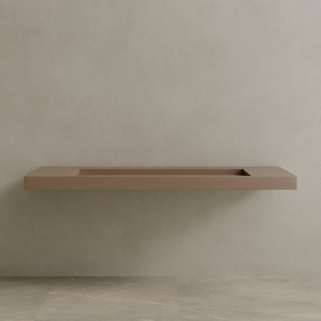 72" Floating Stone Resin Vanity Top with Single Sink