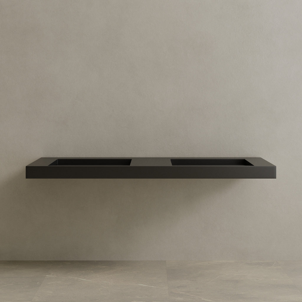 70" Floating Stone Resin Vanity Top with Double Sink