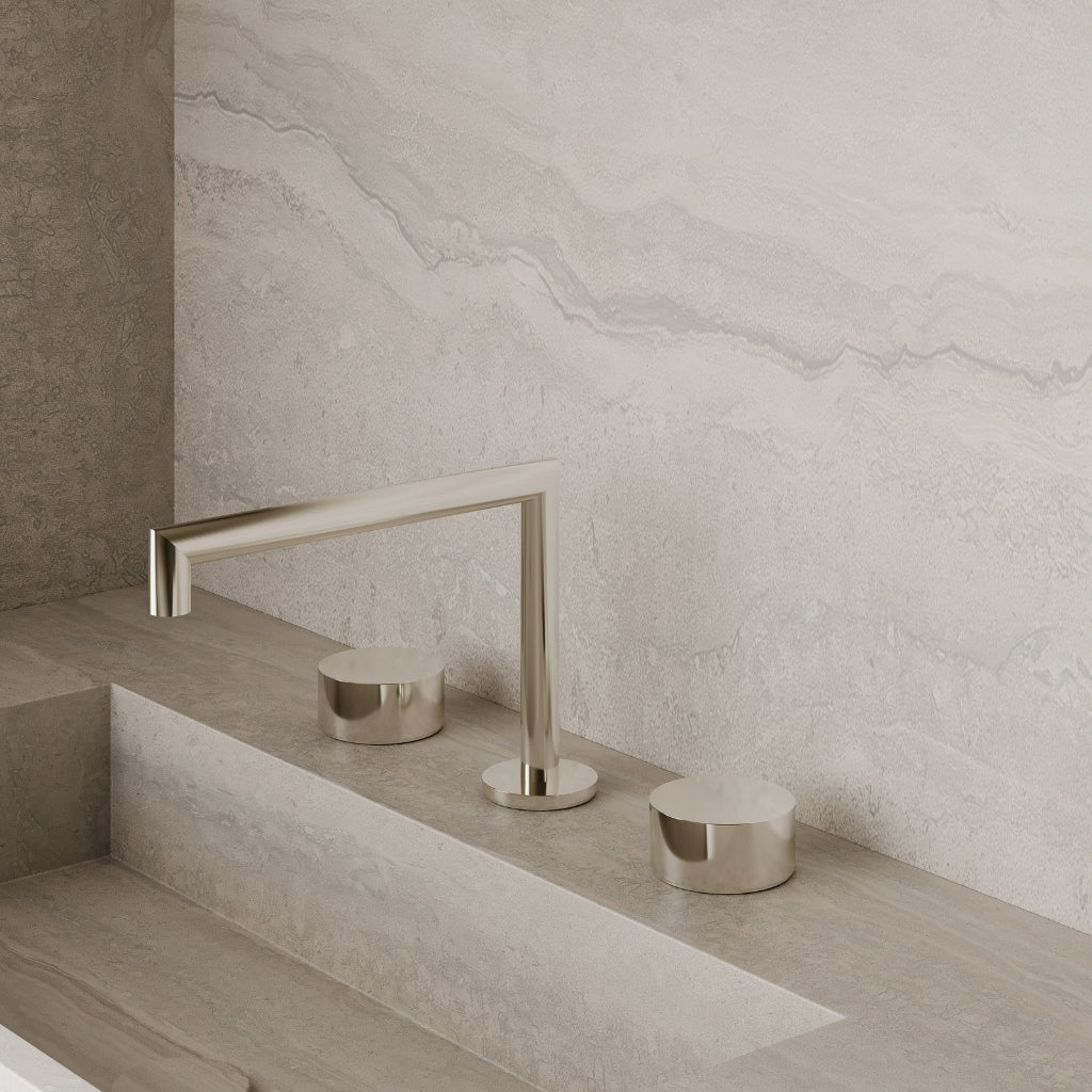 Modern Square Counter-Mounted Faucet with Circular Knobs