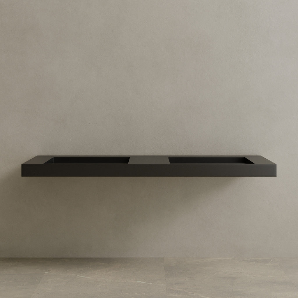 72" Floating Stone Resin Vanity Top with Double Sink