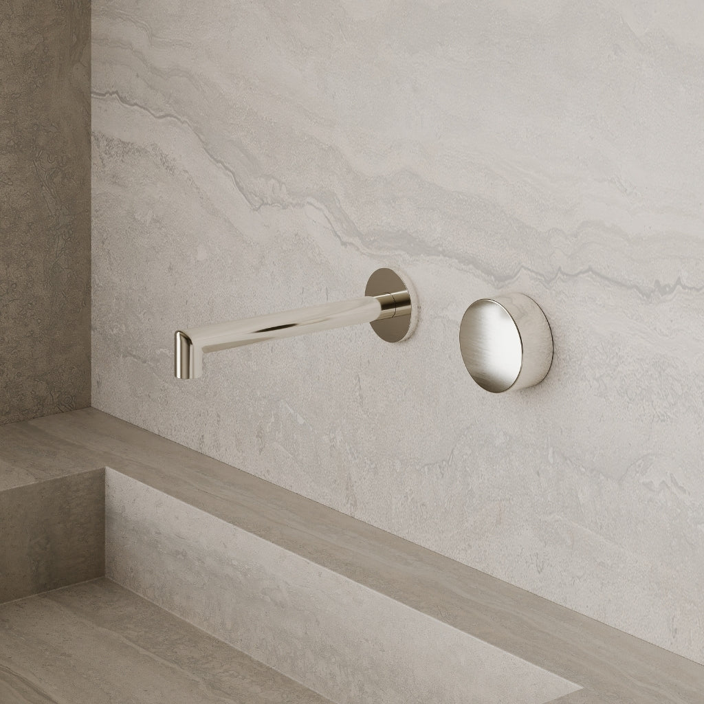 Modern Square Wall-Mounted Faucet with Circular Knobs