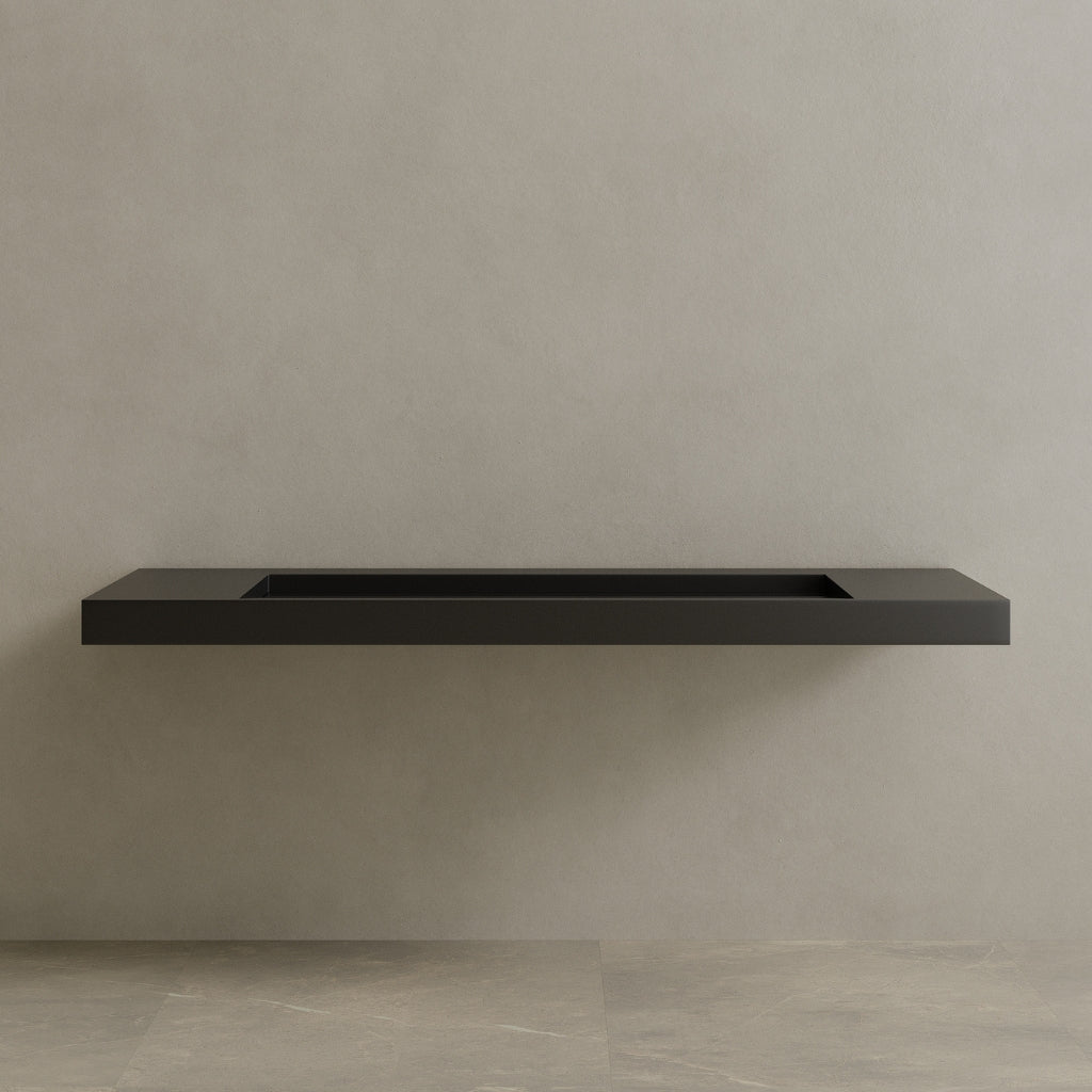 72" Floating Stone Resin Vanity Top with Single Sink