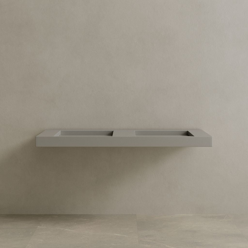 60" Floating Stone Resin Vanity Top with Double Sink