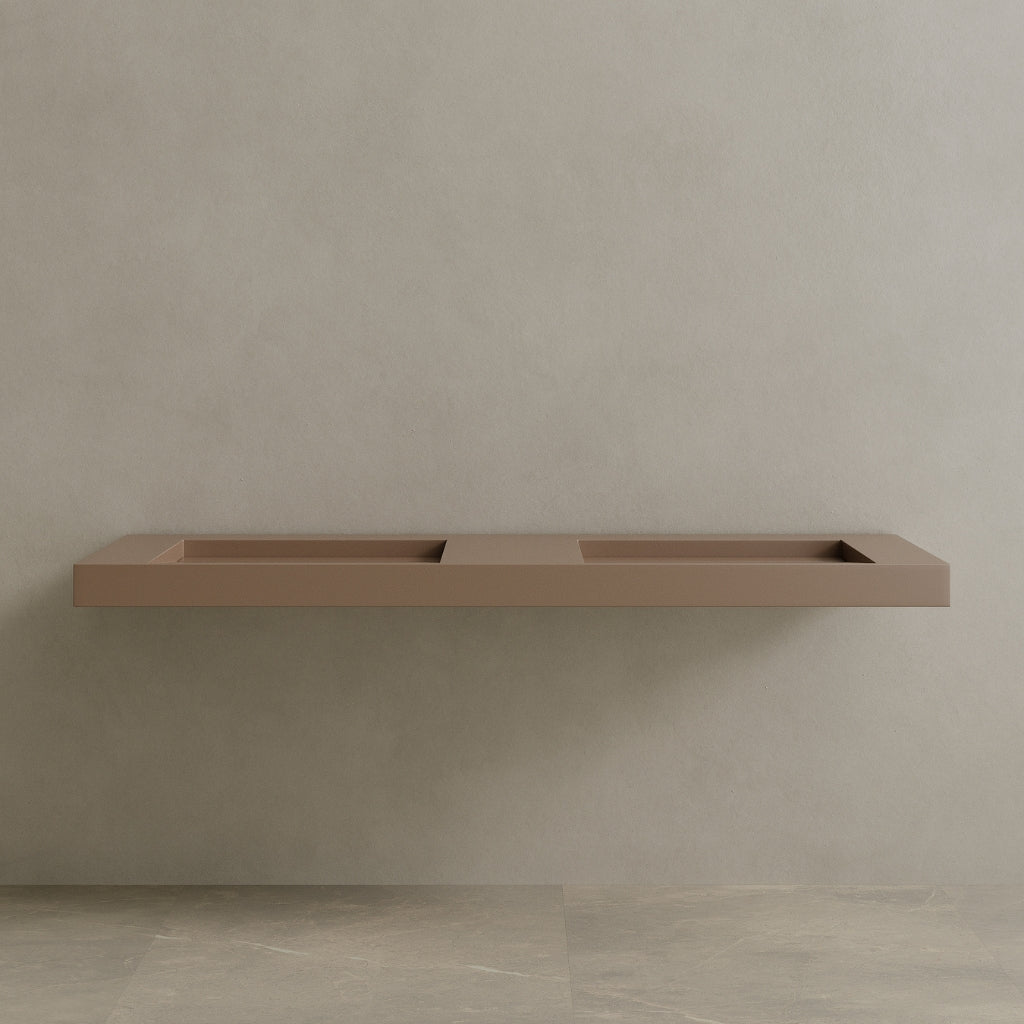 72" Floating Stone Resin Vanity Top with Double Sink