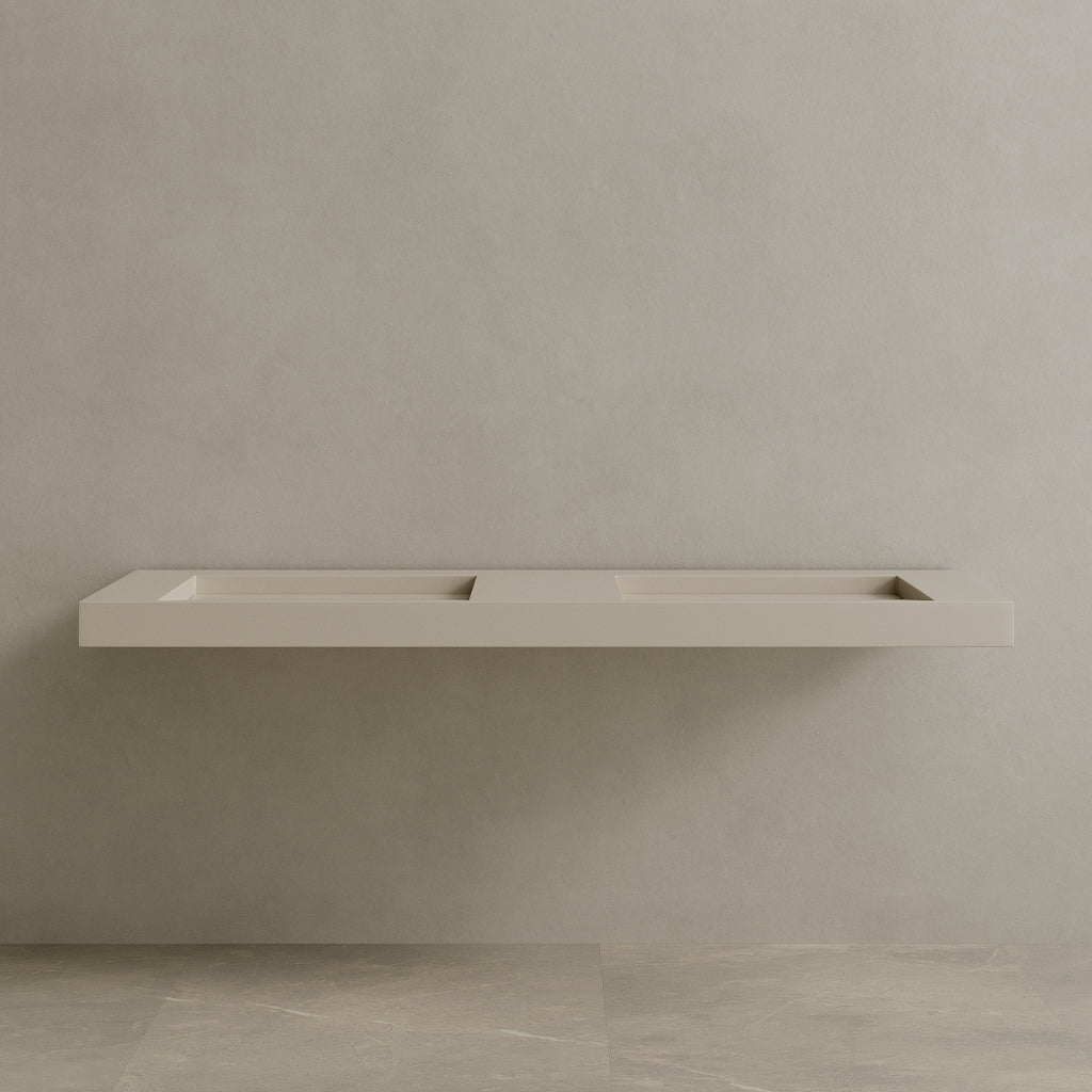 72" Floating Stone Resin Vanity Top with Double Sink