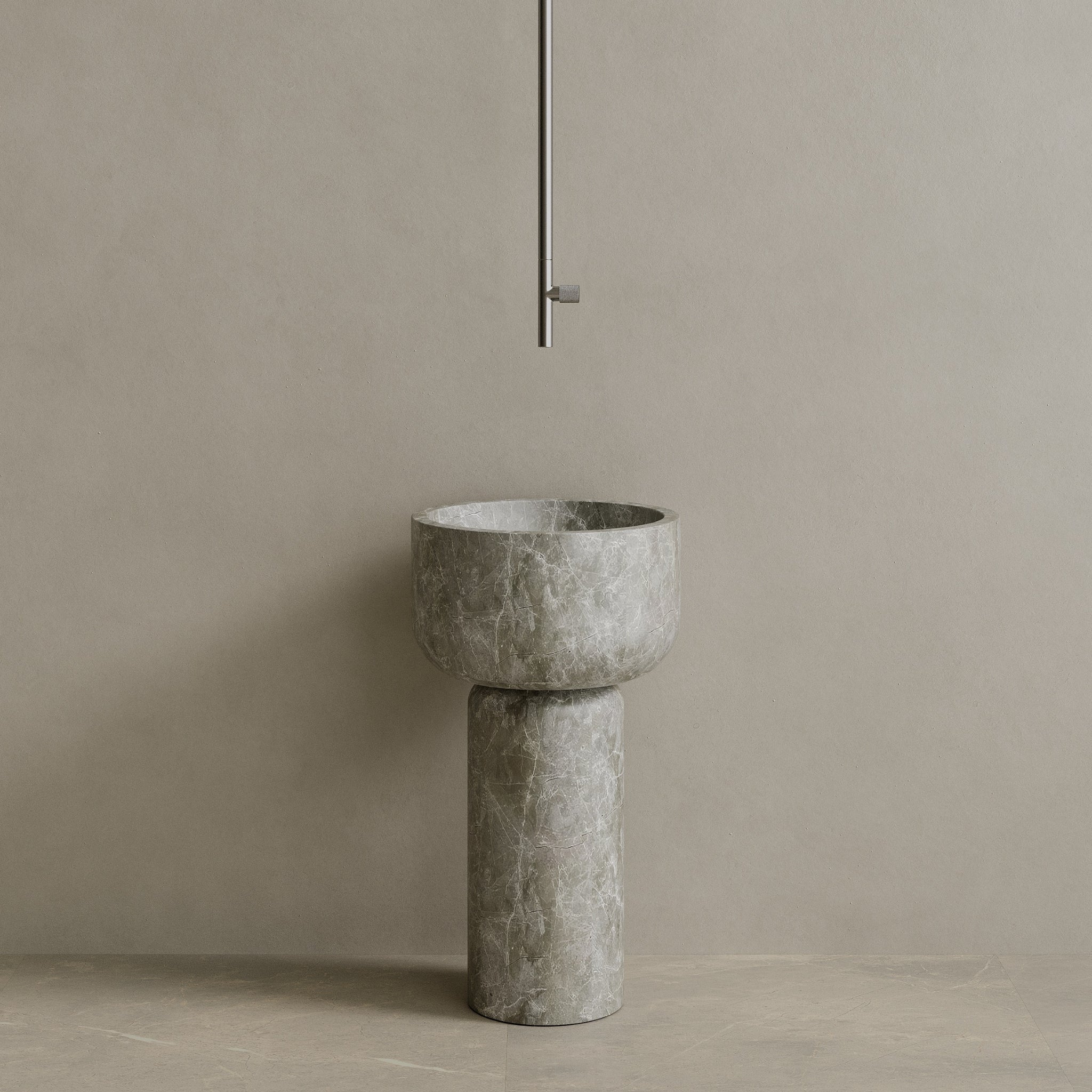 Veso Handcrafted Stone Pedestal Sink