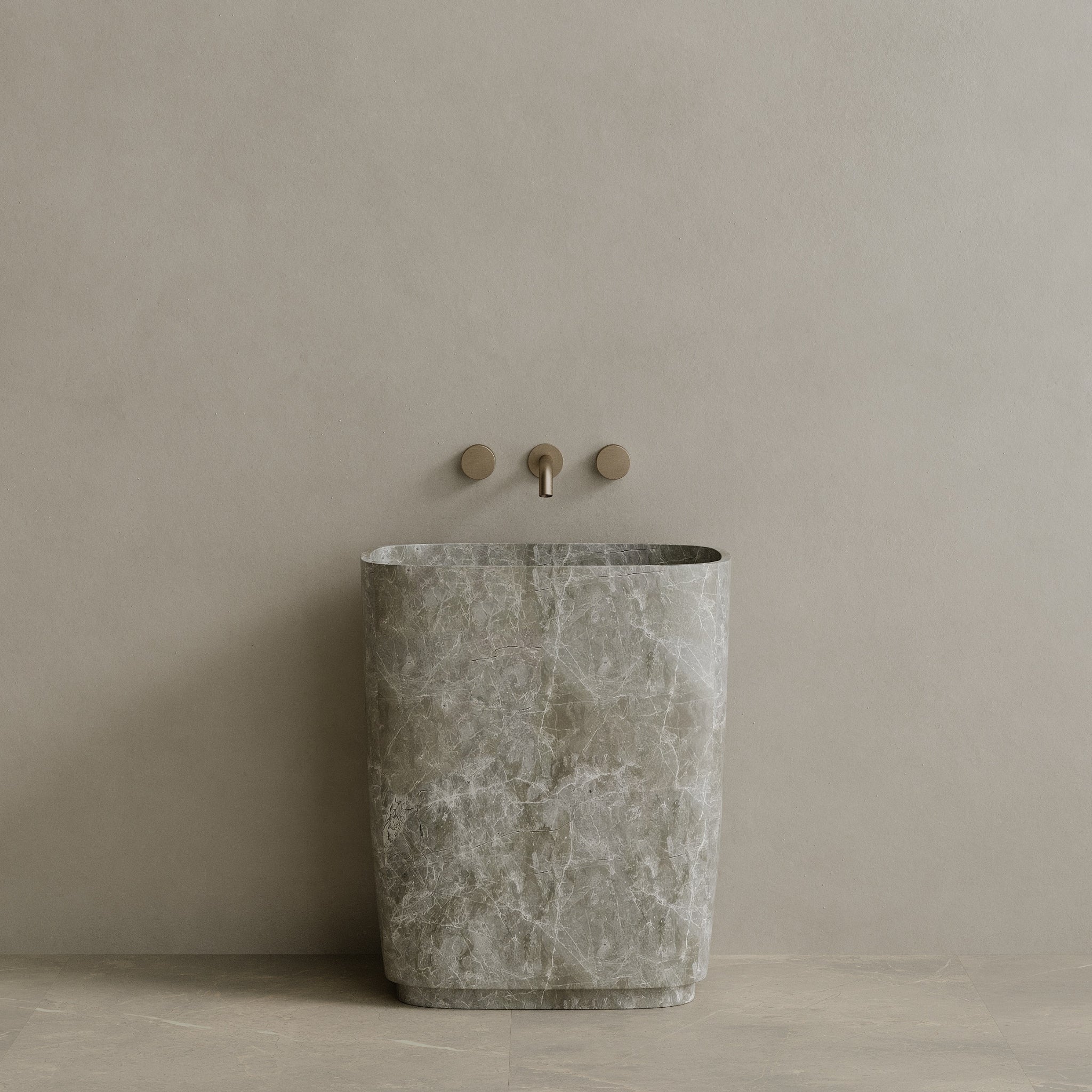 Ovola Handcrafted Stone Pedestal Sink