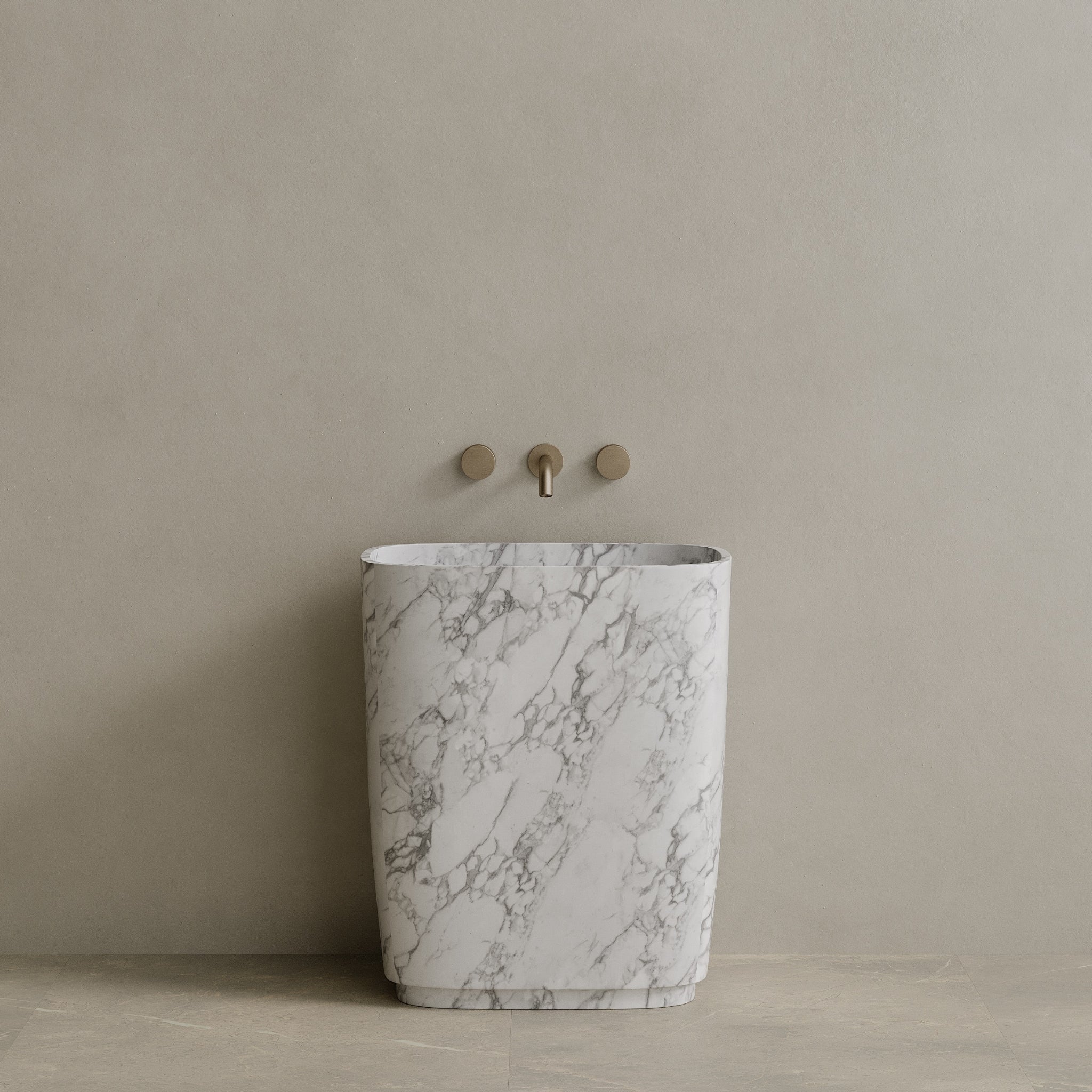 Ovola Handcrafted Stone Pedestal Sink