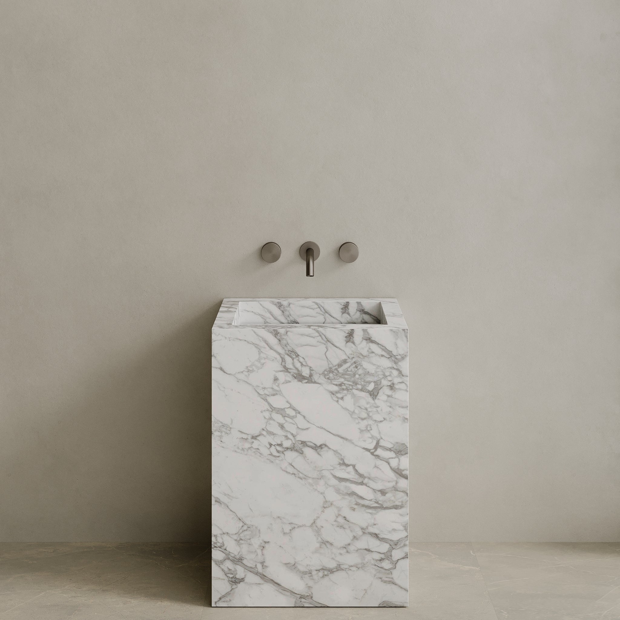 Quattro Handcrafted Stone Pedestal Sink