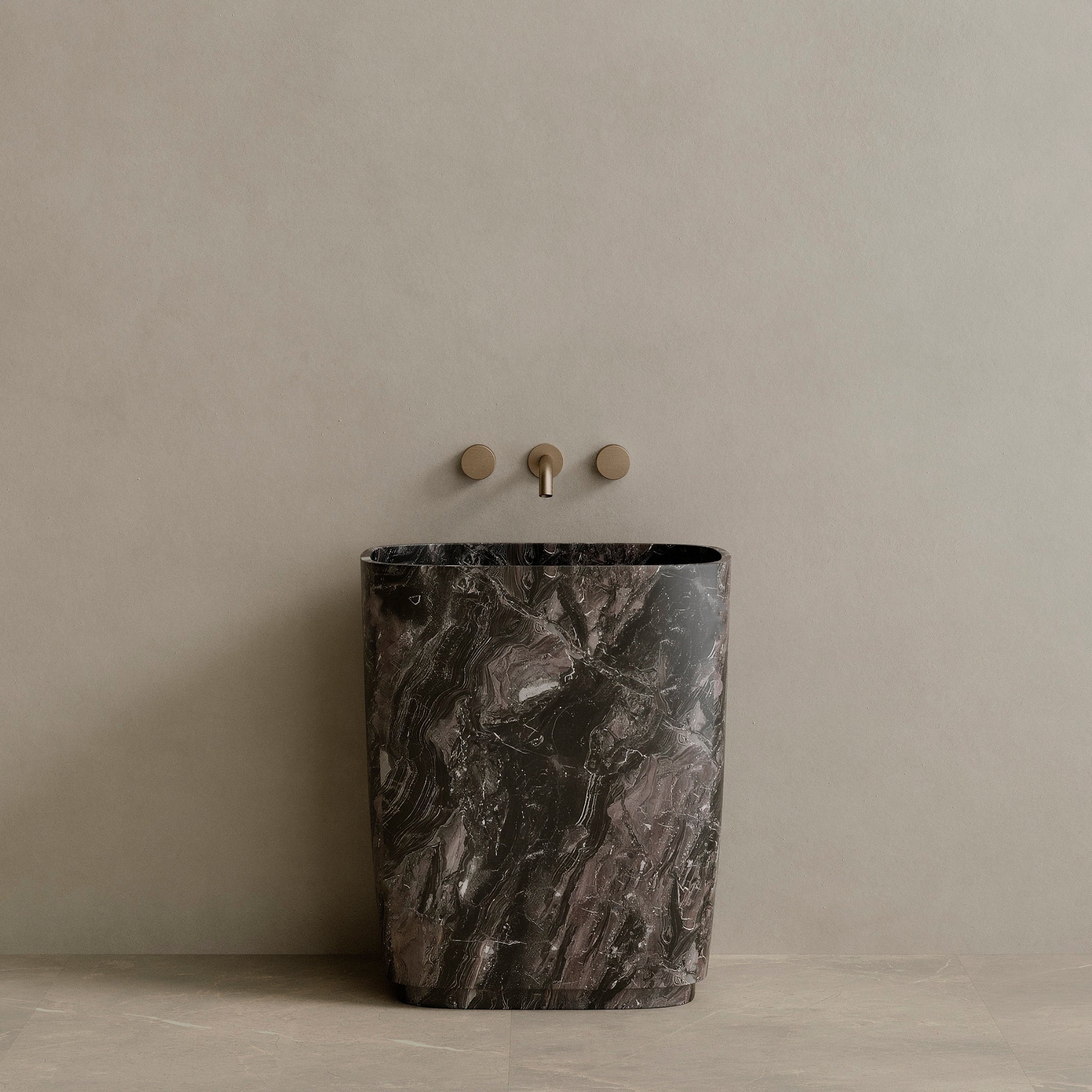 Ovola Handcrafted Stone Pedestal Sink