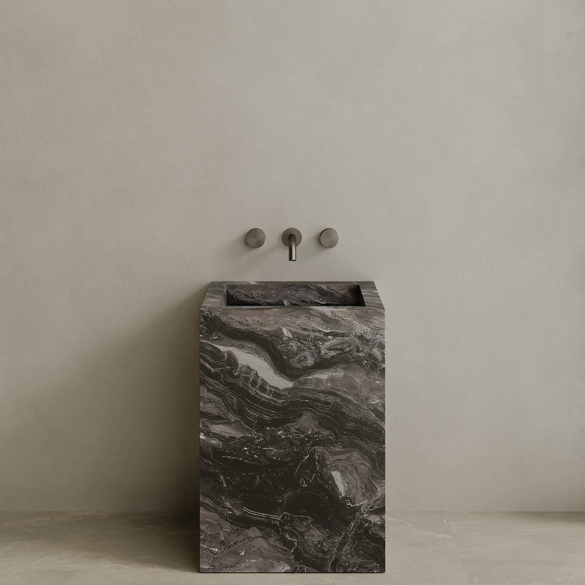 Quattro Handcrafted Stone Pedestal Sink