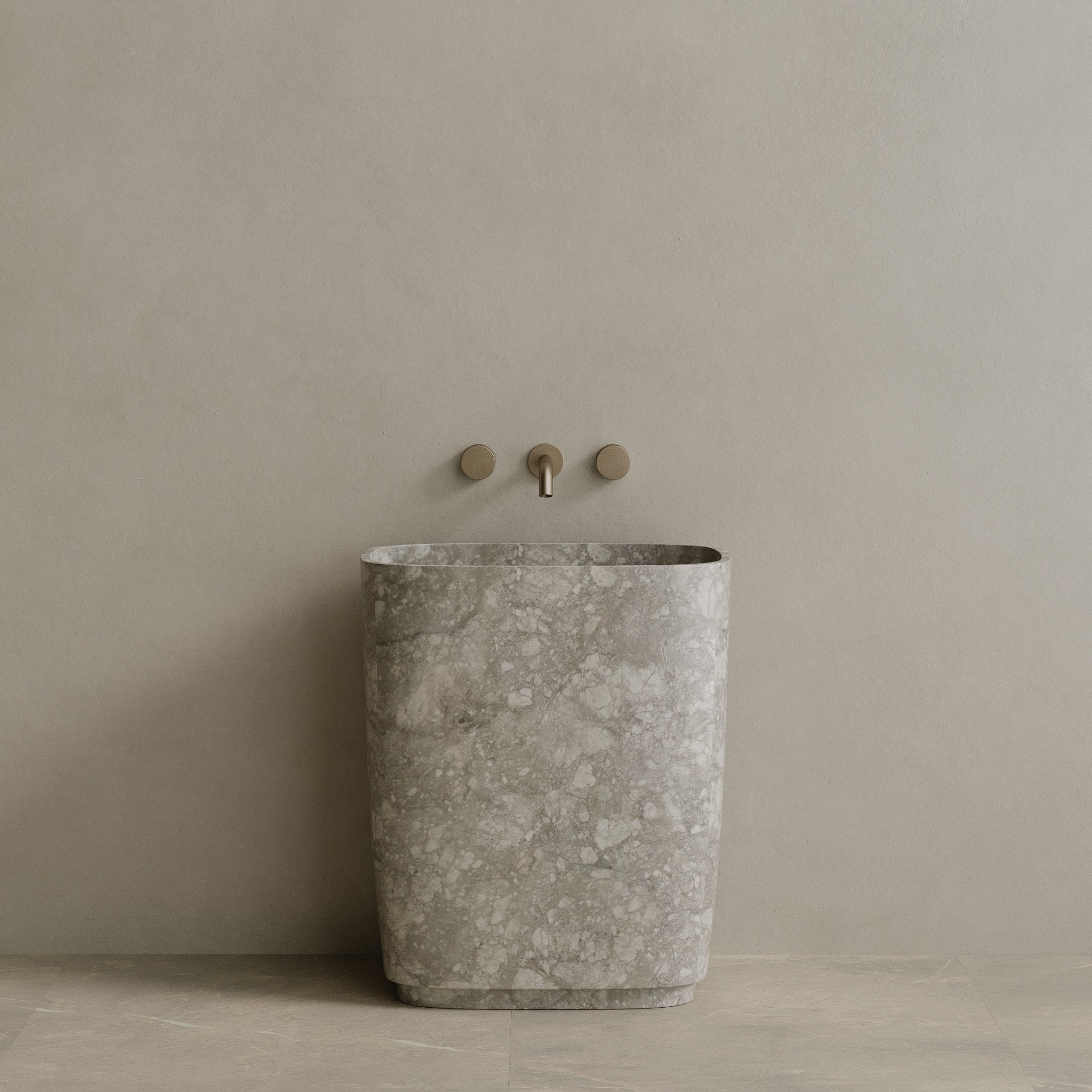 Ovola Handcrafted Stone Pedestal Sink