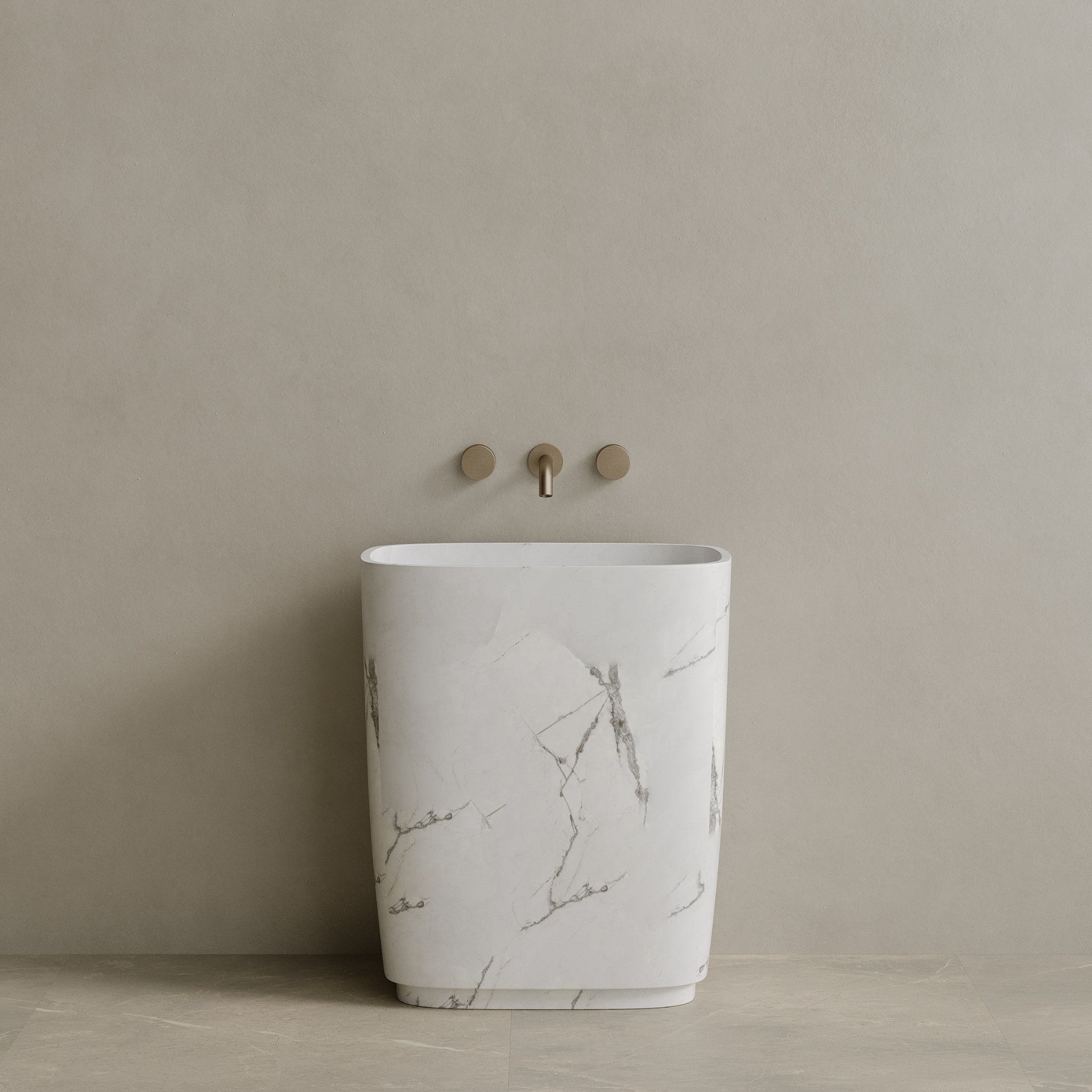 Ovola Handcrafted Stone Pedestal Sink