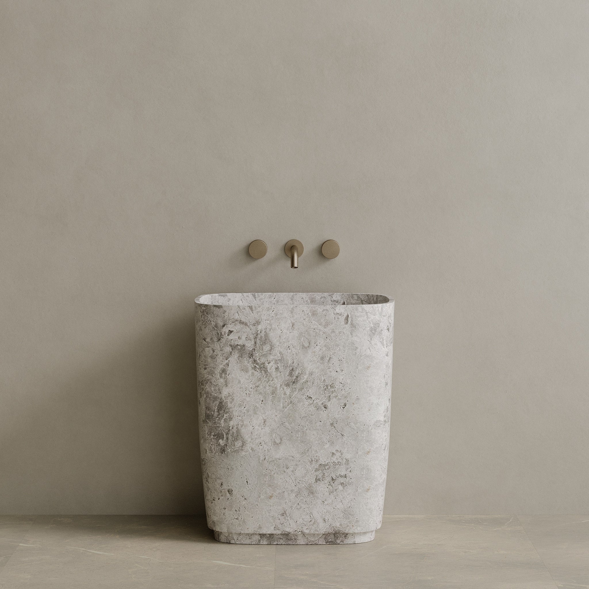 Ovola Handcrafted Stone Pedestal Sink