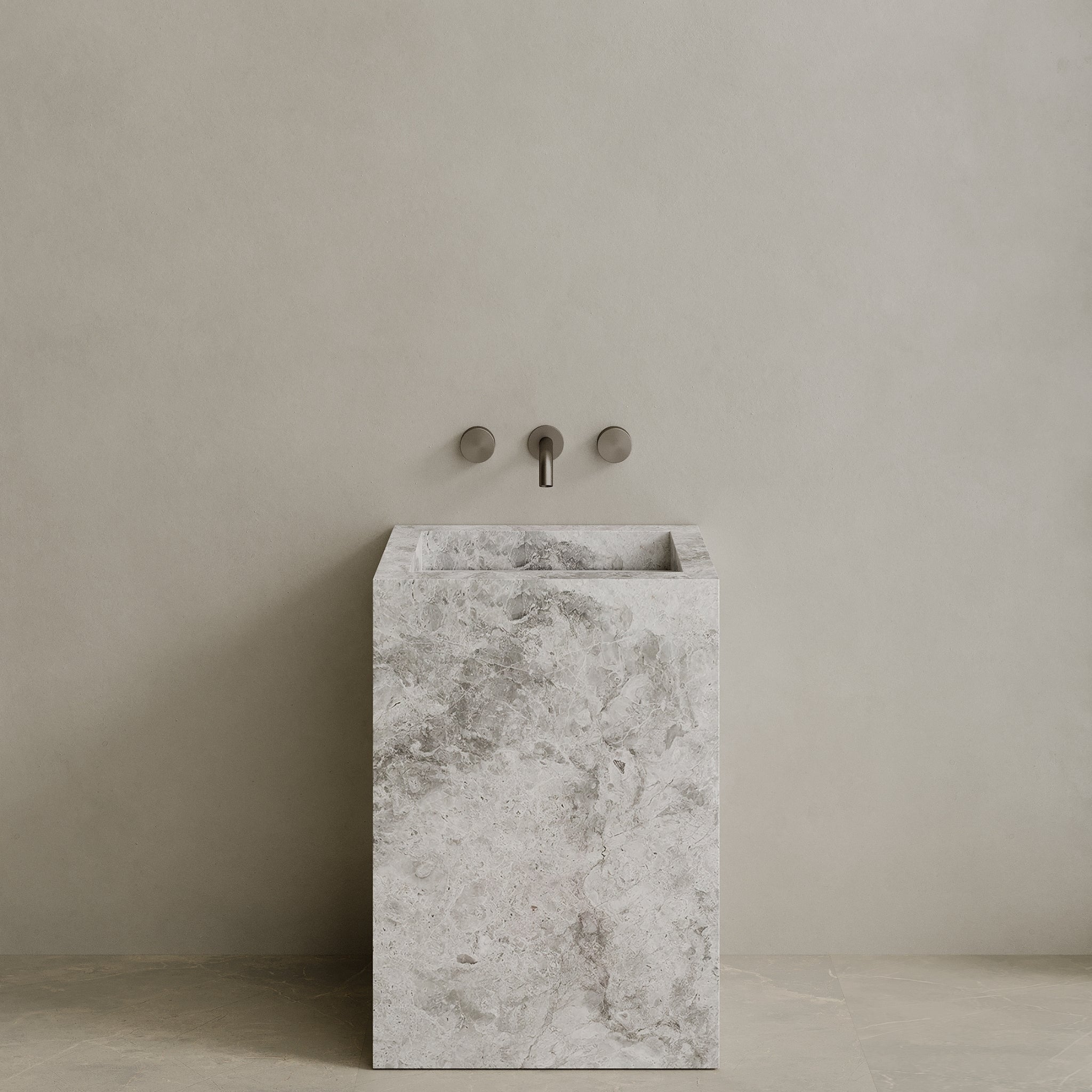 Quattro Handcrafted Stone Pedestal Sink