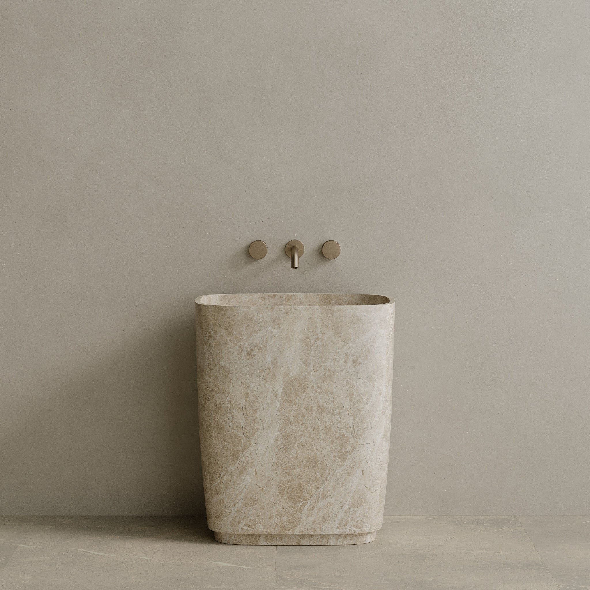 Ovola Handcrafted Stone Pedestal Sink