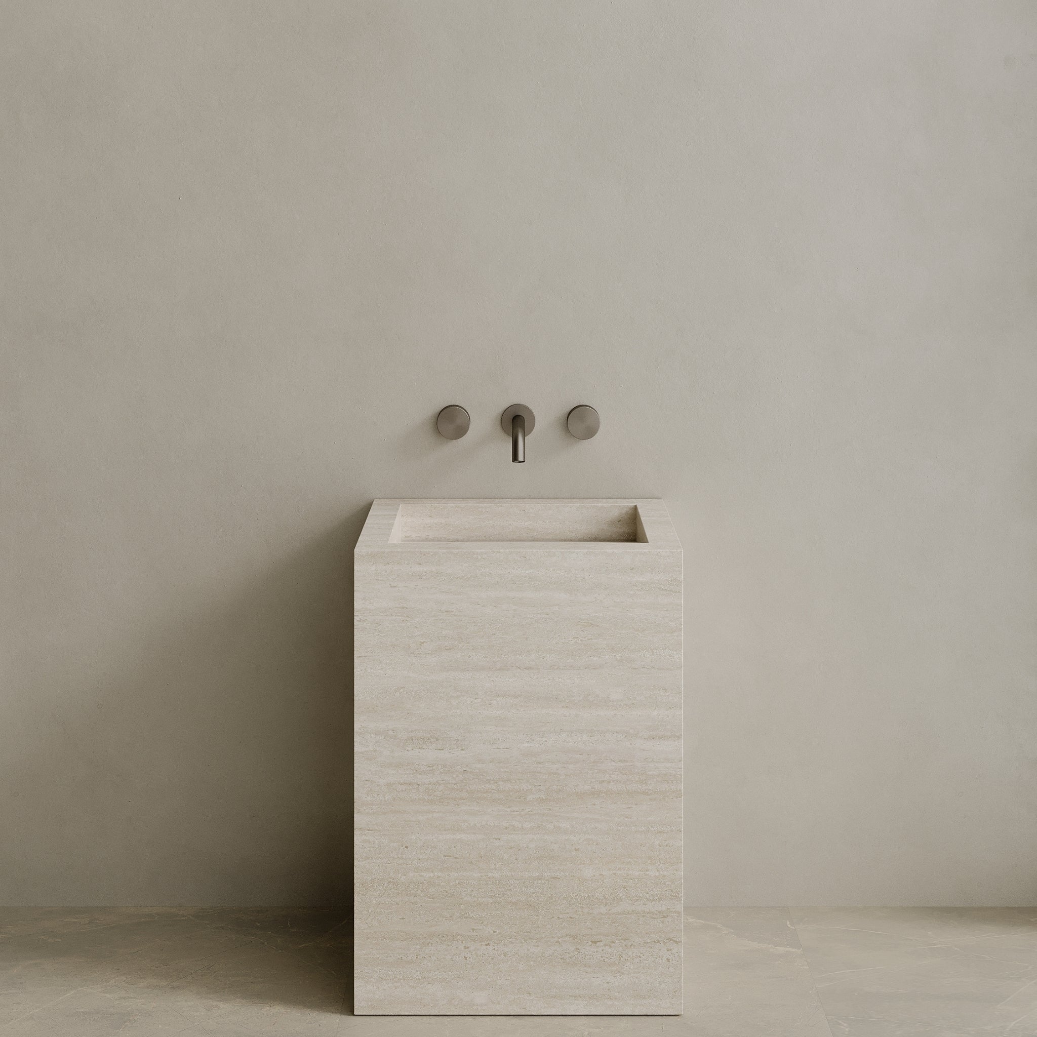 Quattro Handcrafted Stone Pedestal Sink