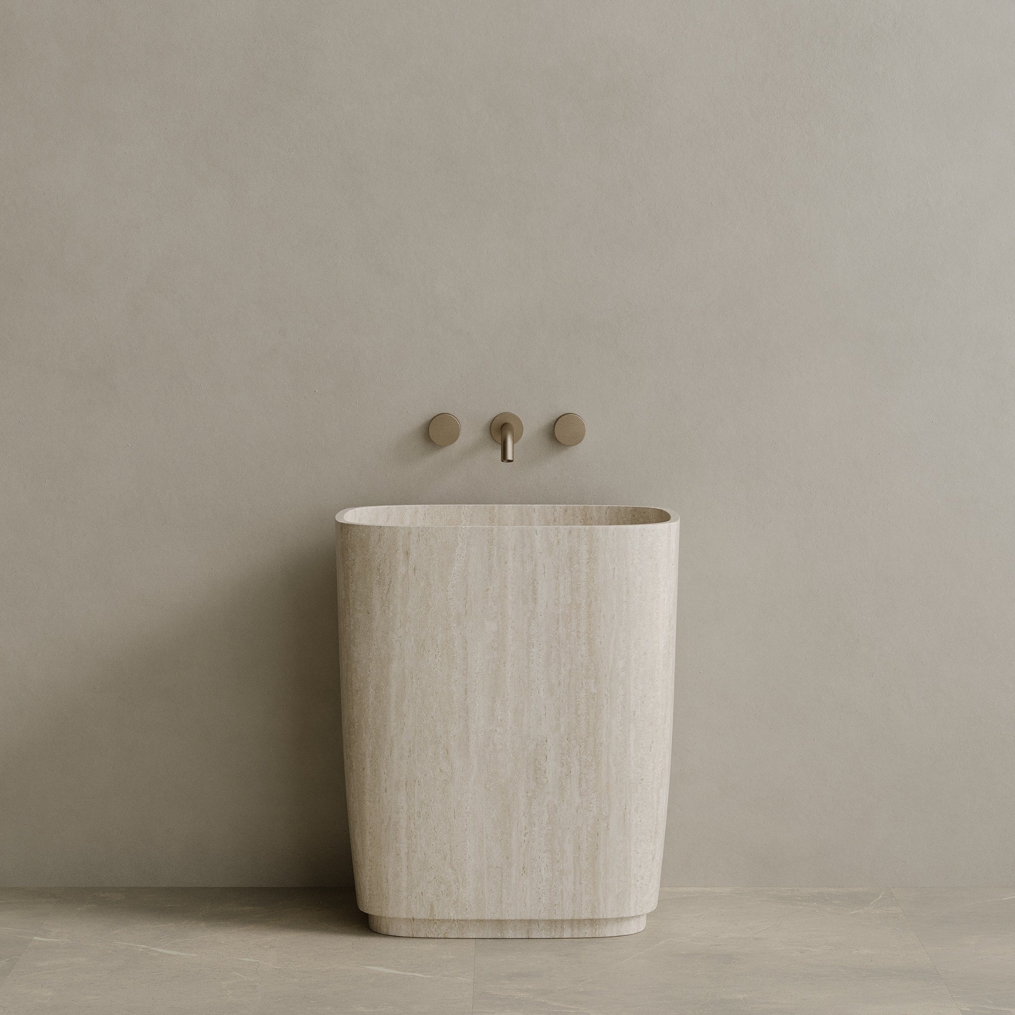 Ovola Handcrafted Stone Pedestal Sink