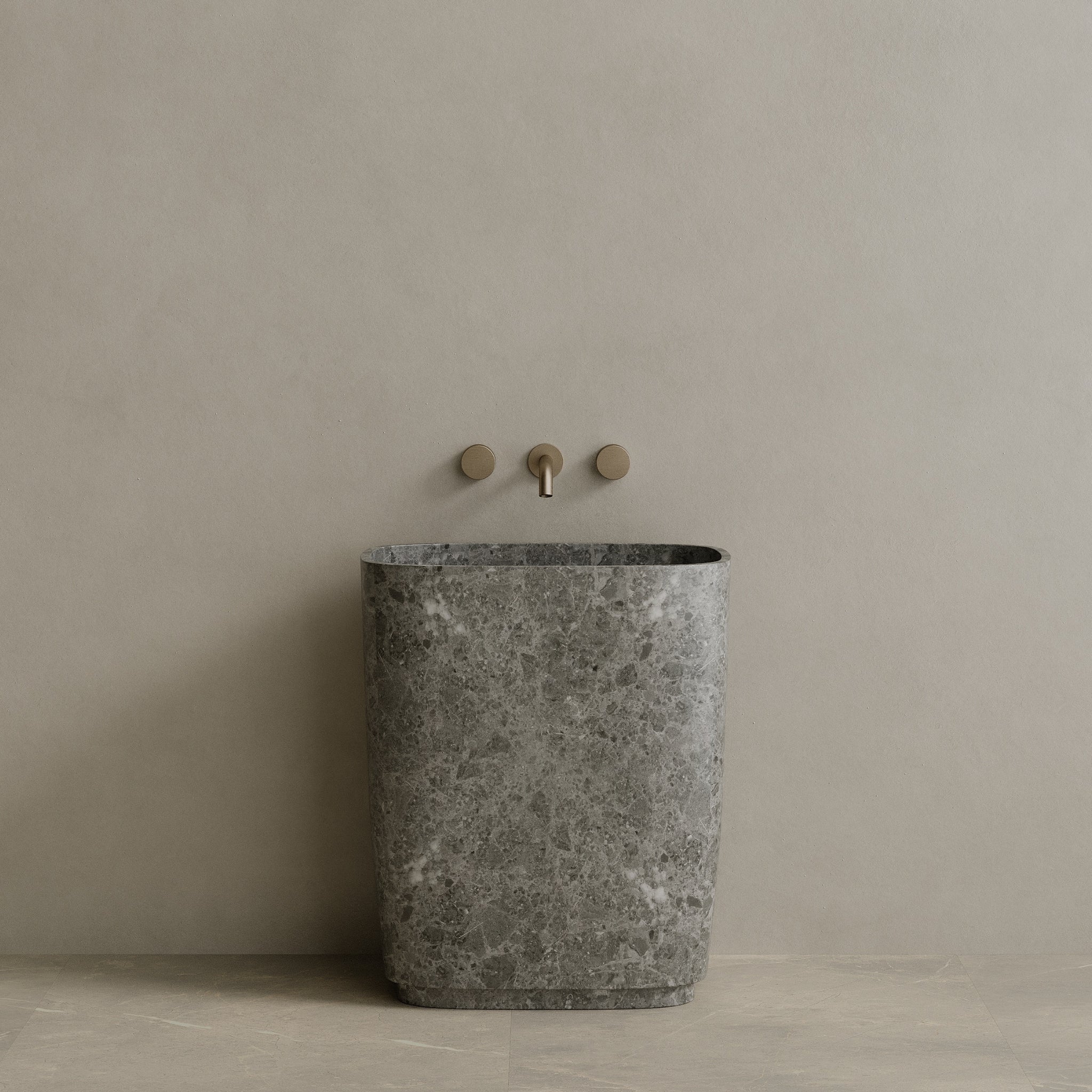 Ovola Handcrafted Stone Pedestal Sink