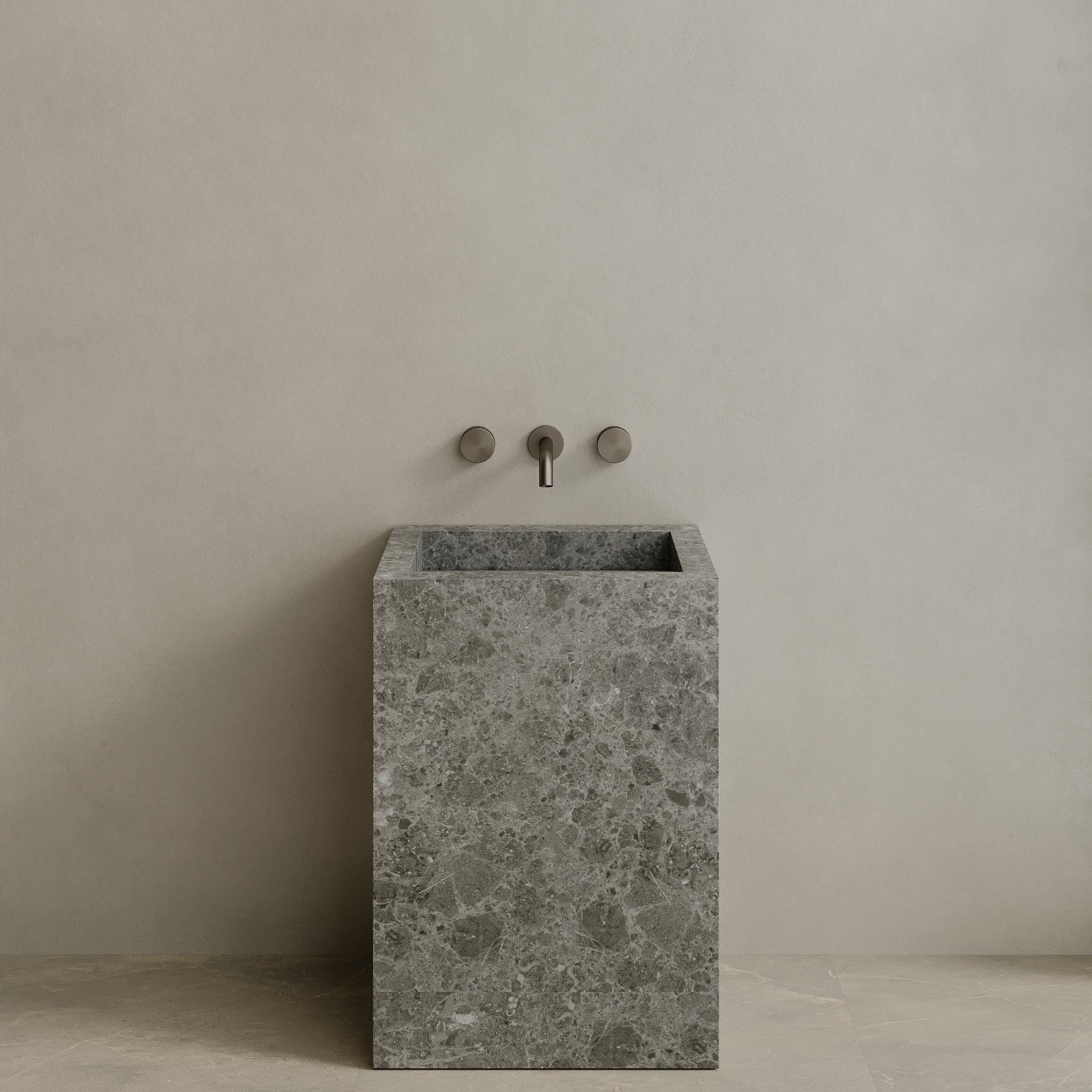Quattro Handcrafted Stone Pedestal Sink