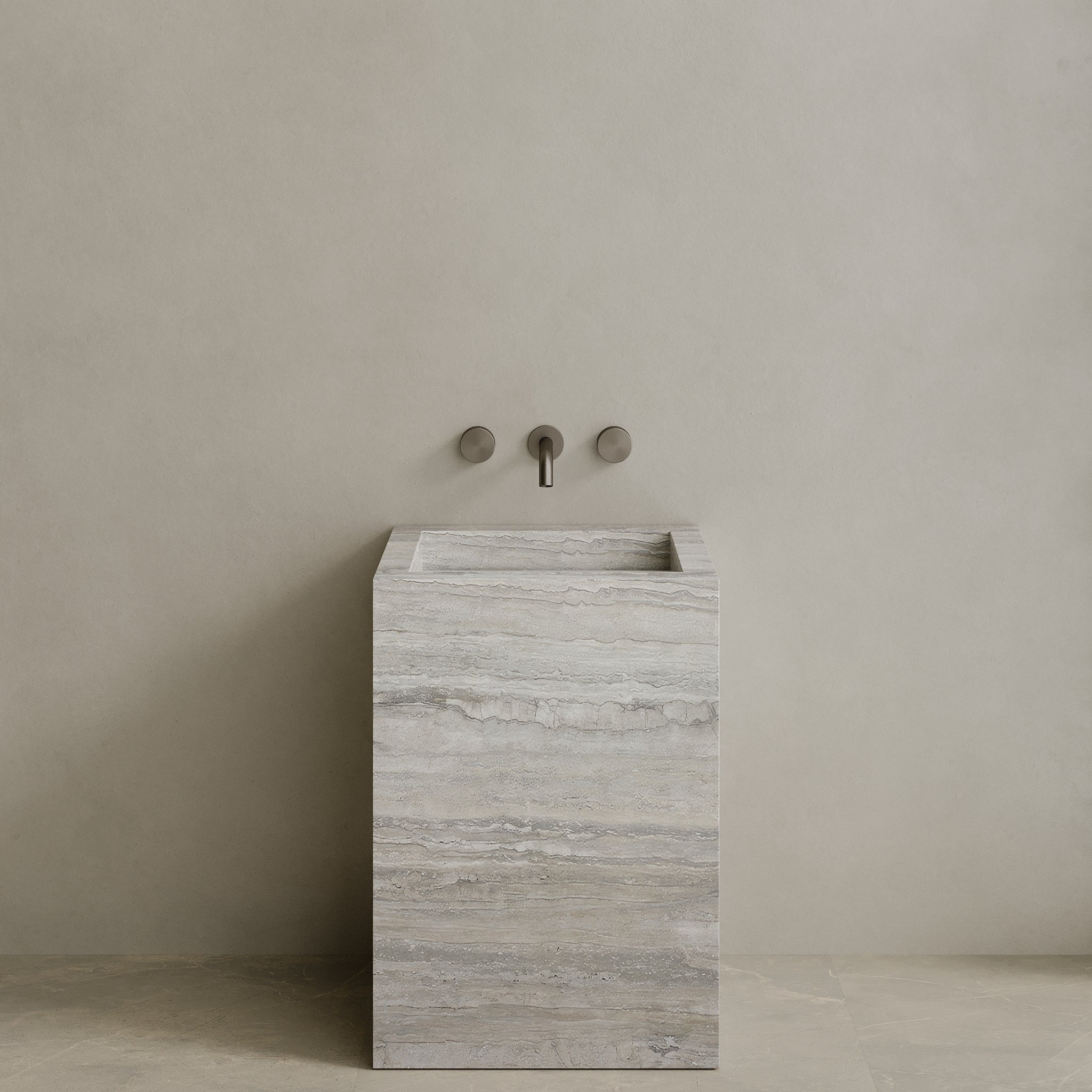 Quattro Handcrafted Stone Pedestal Sink