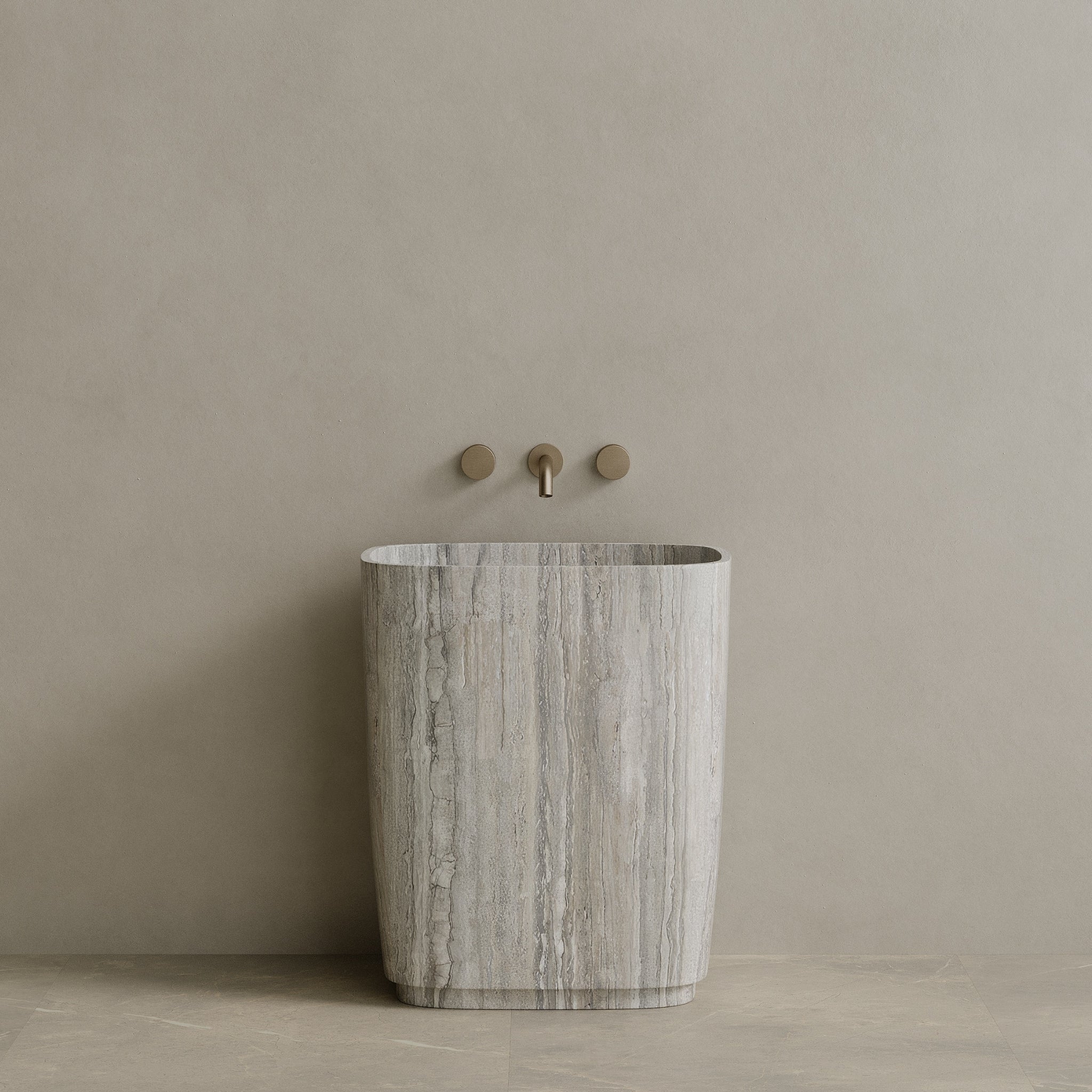 Ovola Handcrafted Stone Pedestal Sink