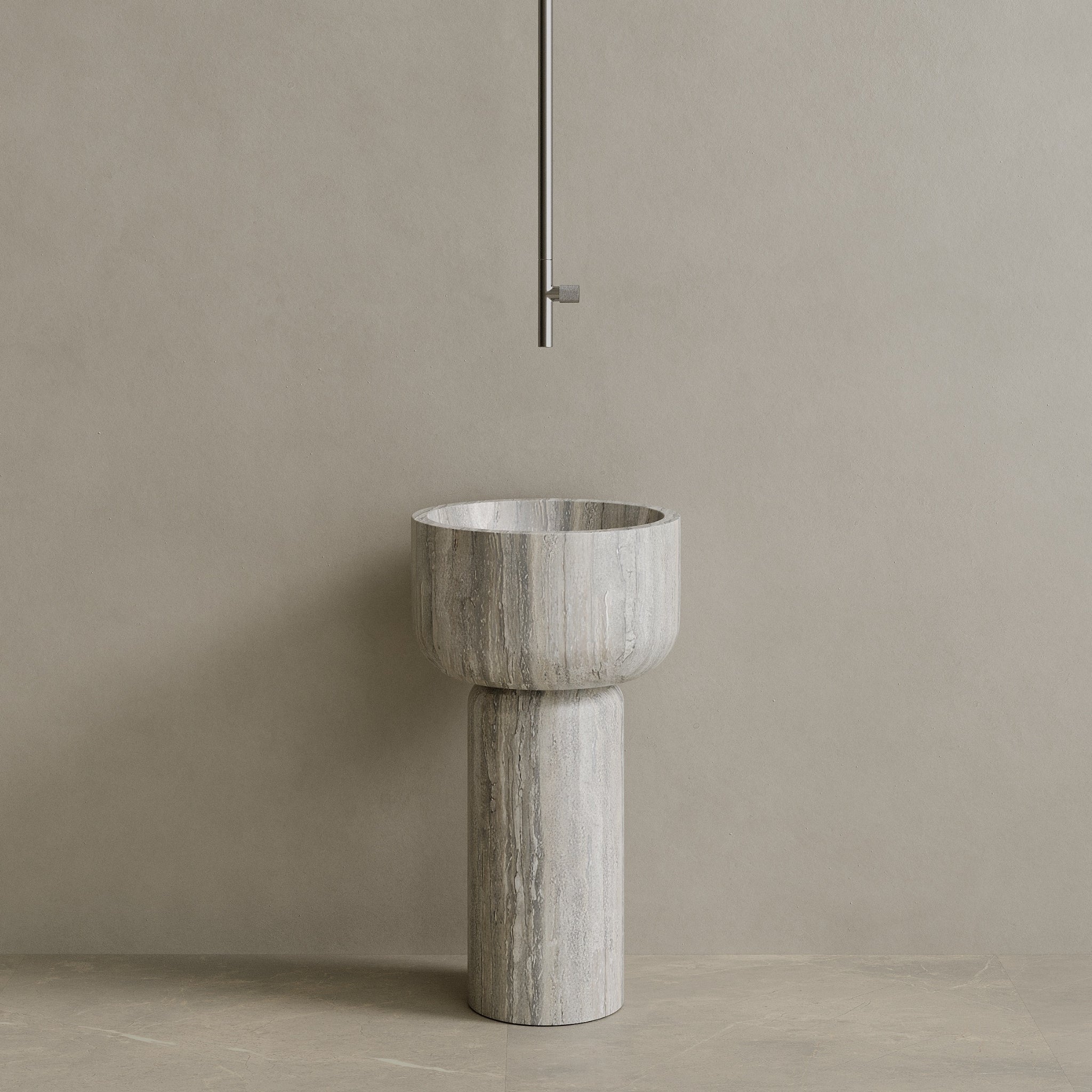 Veso Handcrafted Stone Pedestal Sink