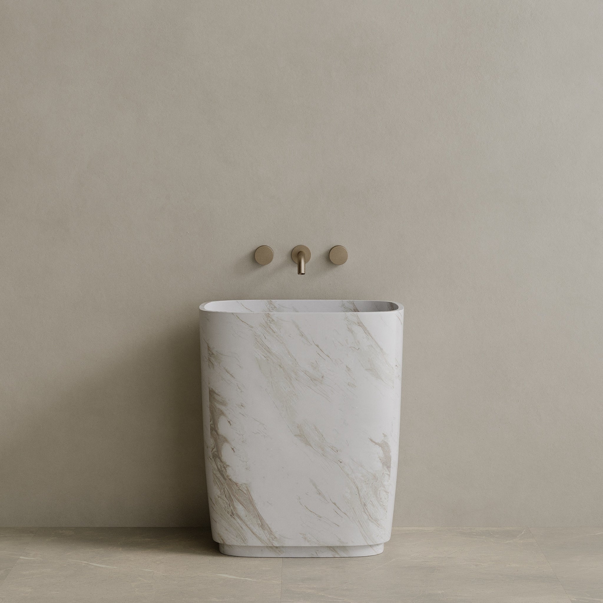 Ovola Handcrafted Stone Pedestal Sink
