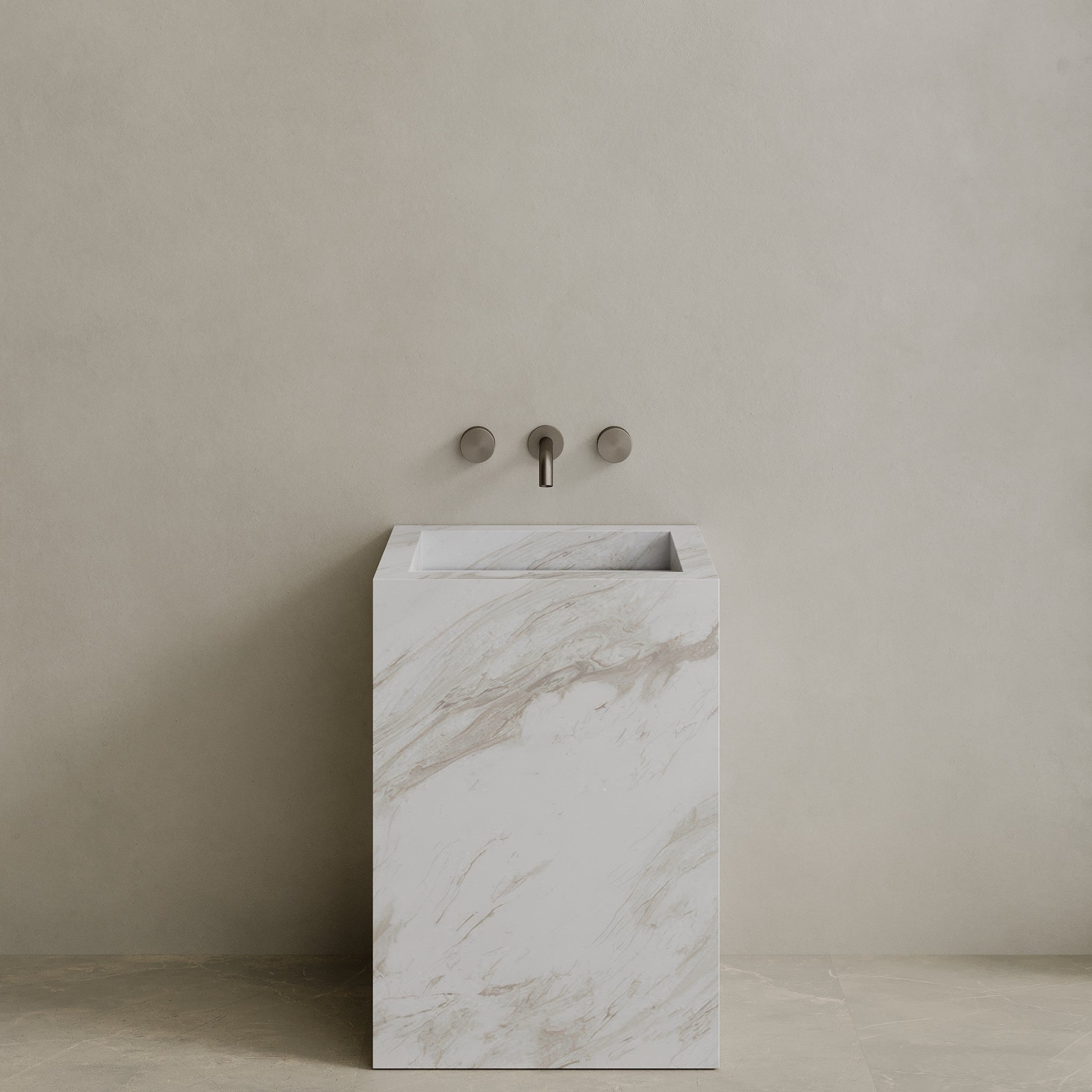 Quattro Handcrafted Stone Pedestal Sink
