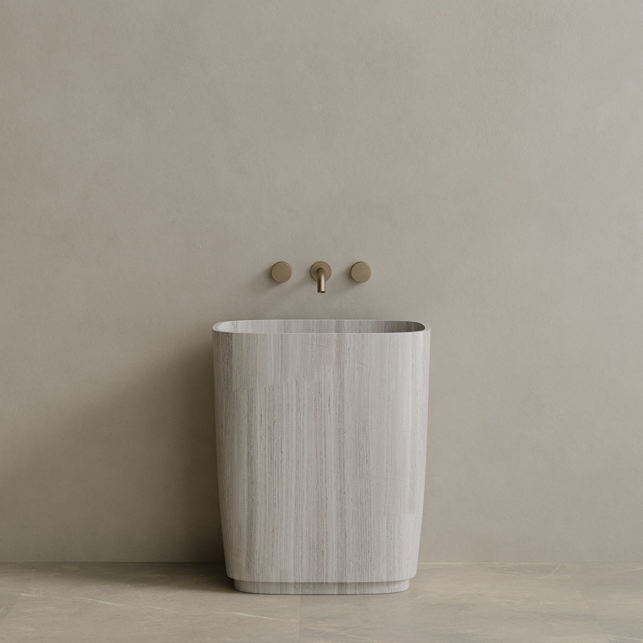Ovola Handcrafted Stone Pedestal Sink