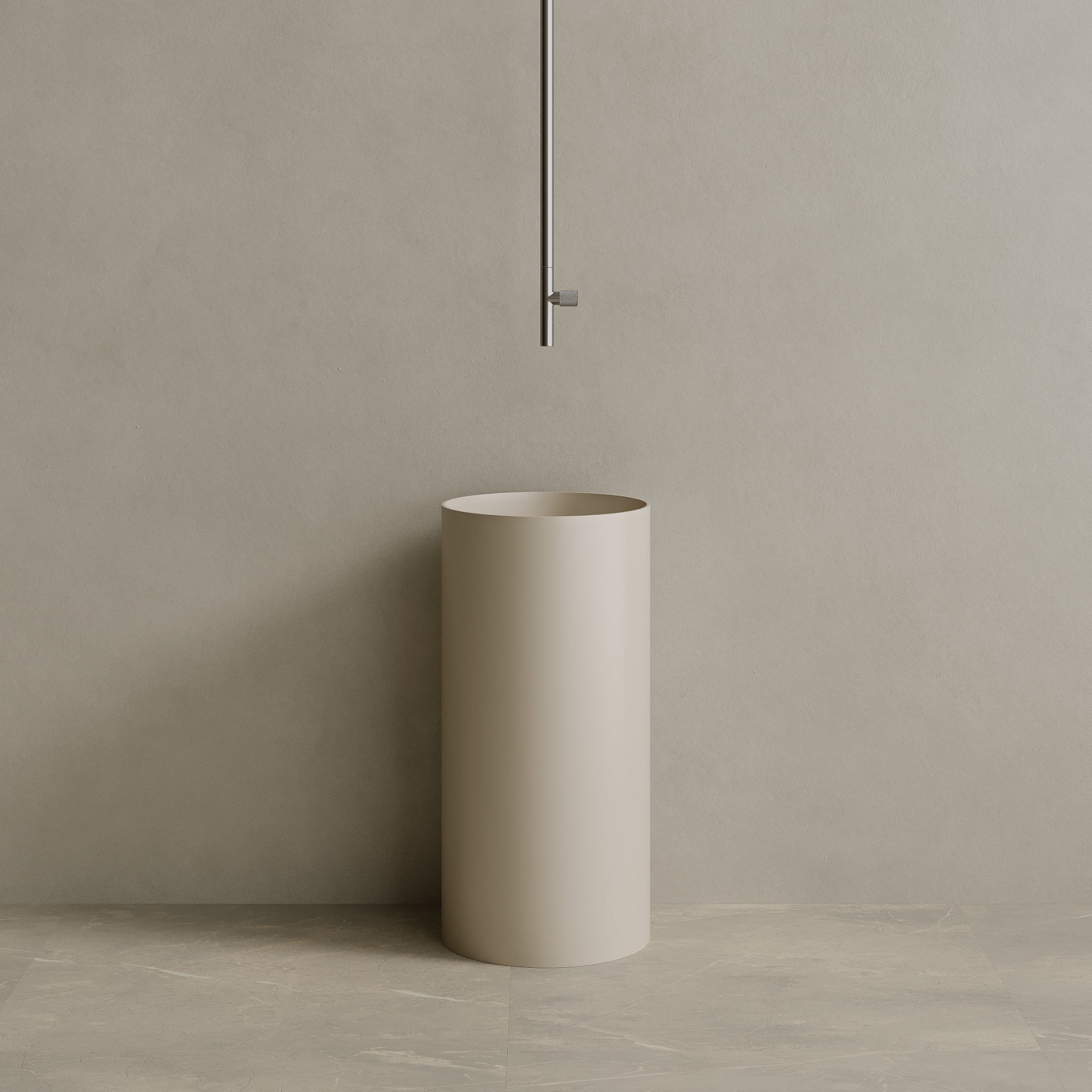 16" x 34" Solid Surface Stone Resin Round Pedestal Sink